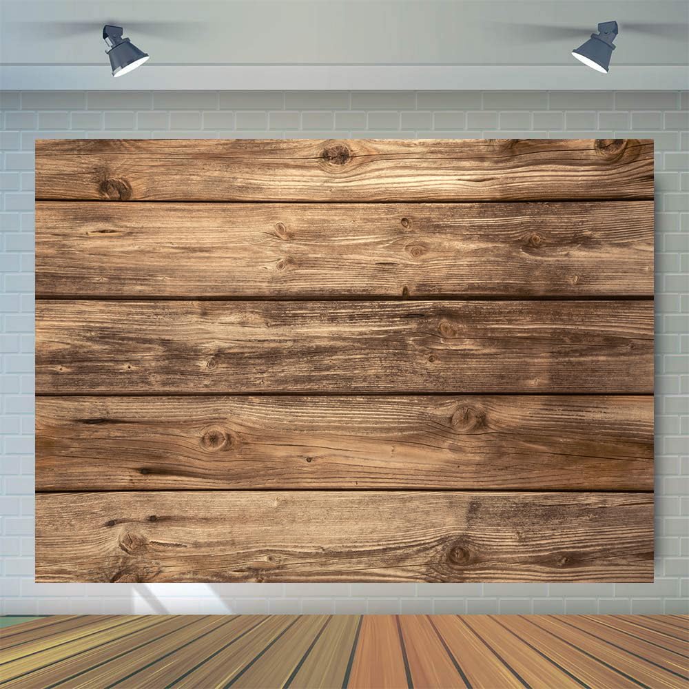 Wolada 7X5Ft Rustic Wood Wall Backdrop Natural Brown Wooden Board Photography Background Baby Shower Birthday Party Cake Table D