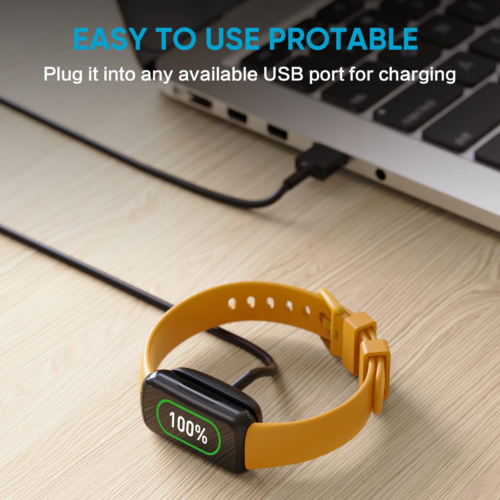 Eeweca [2 Pack] Charger Cable For Fitbit Inspire 3 (3.3 Ft/1.0 Ft)