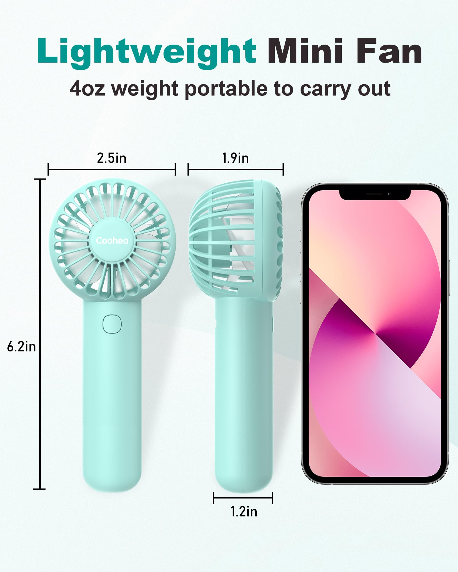 Coohea Handheld Fan Portable Mini Fan 3 Speeds Powerful Makeup Fan Usb Rechargeable Battery Operated Fan Portable Small Fan With