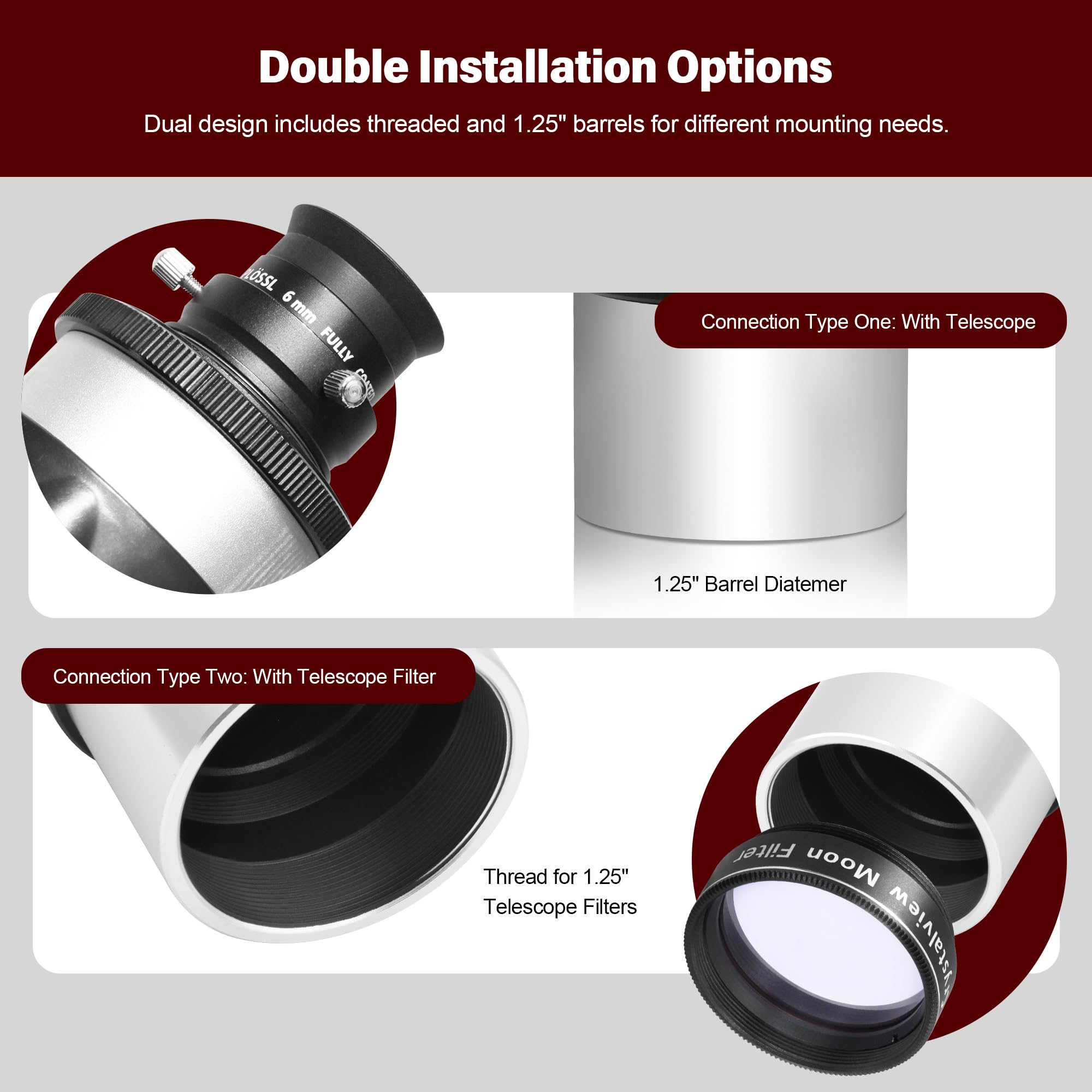 Astromania 1.25-Inch 6Mm 12.5Mm 20Mm Plossl Telescope Eyepiece Set - 4-Element Plossl Design - Threaded For Standard 1.25Inch As