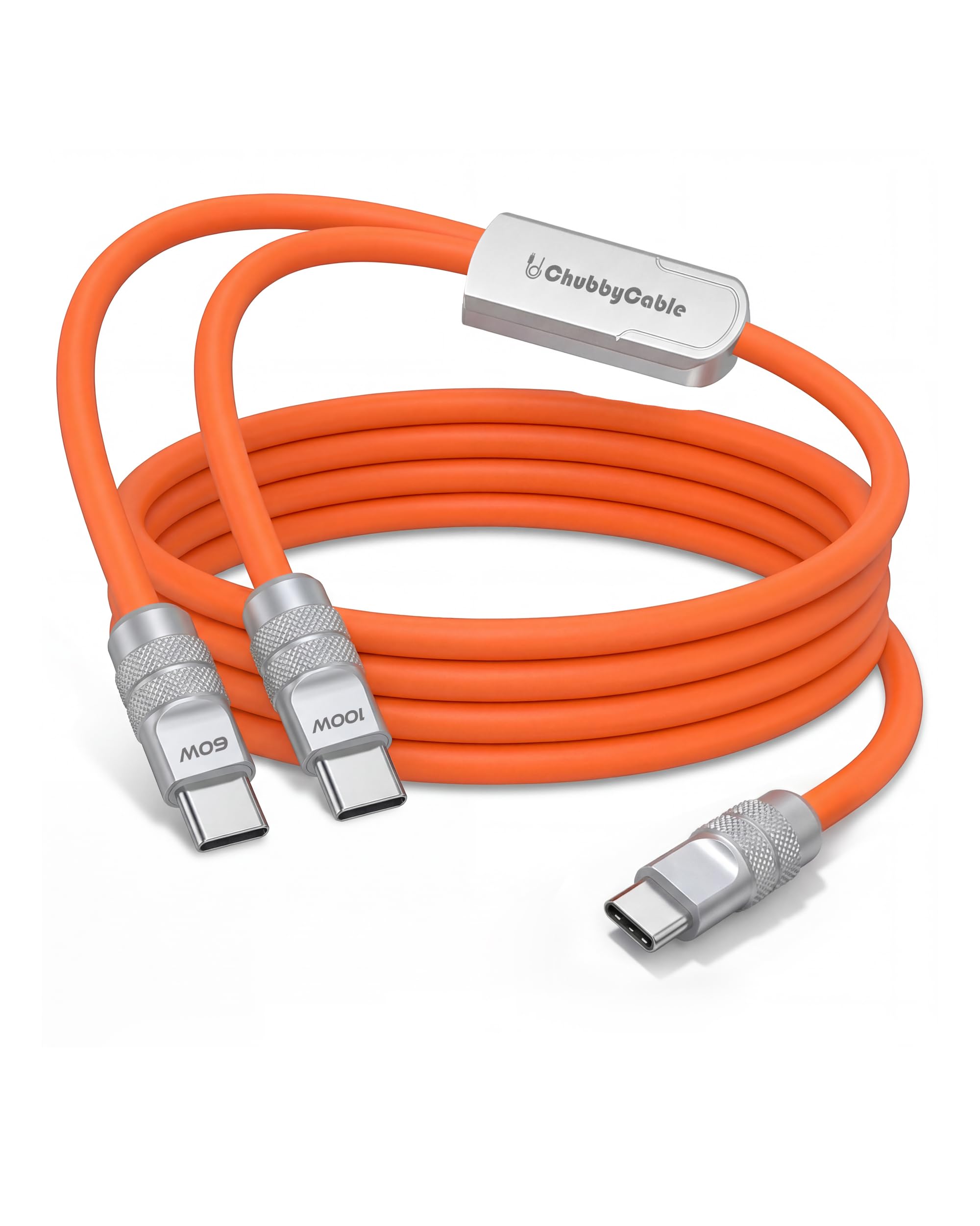 chubbycable DuoFlex 2in1 USB C Multi Charging Cable, 4.3 ft, Orange