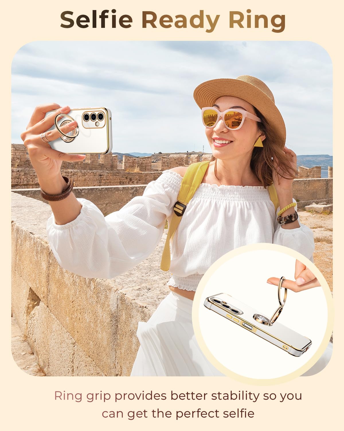 Xyz For Galaxy A25 5G Case With Stand, For Samsung Galaxy A25 5G Case With Double Ring, Women Girls Bling Luxury Protective Phon