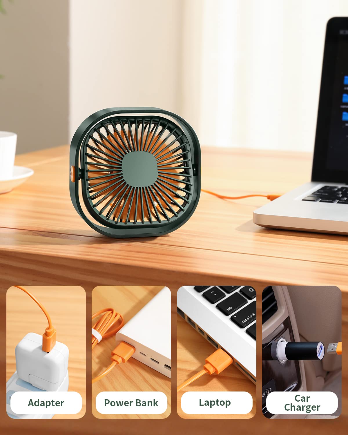 Rjvw Small Usb Desk Fan,3 Speeds Portable Table Fan, 4 Inch Personal Mini Fan,Small Cooling Fan By Usb Plug In, 360Rotatable Des
