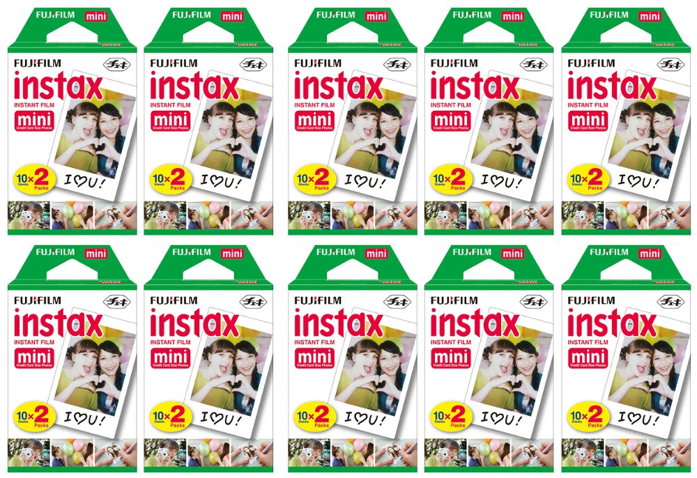 Fujifilm Instax Mini Instant Film (10 Twin Packs, 200 Total Pictures) For Instax Cameras