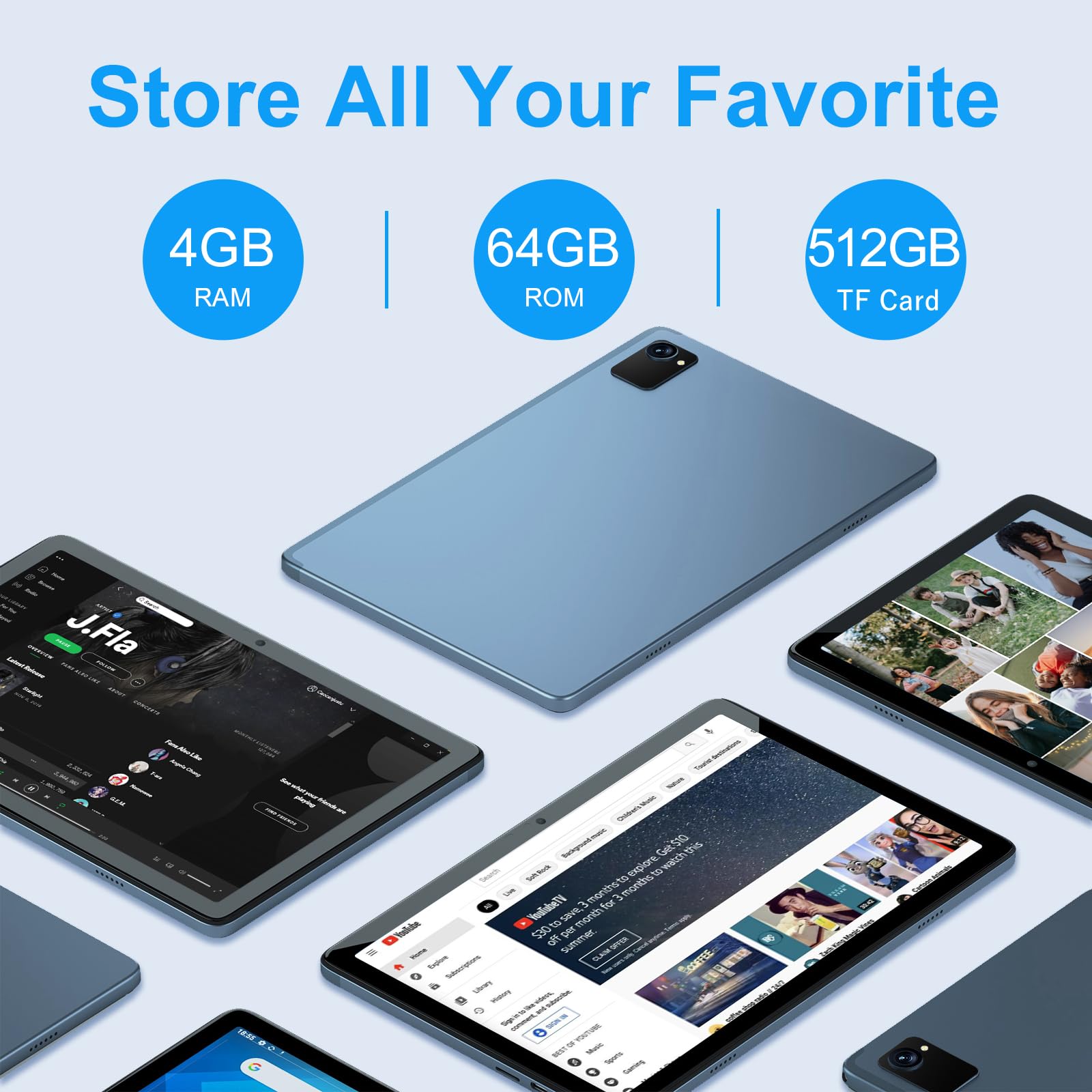 Tibuta Android Tablet 10 Inch, Octa Core Android 12 Tablet With 7000Mah Battery (Max 14 Hour), 4Gb+64Gb Rom Gaming Tablets, 10.1