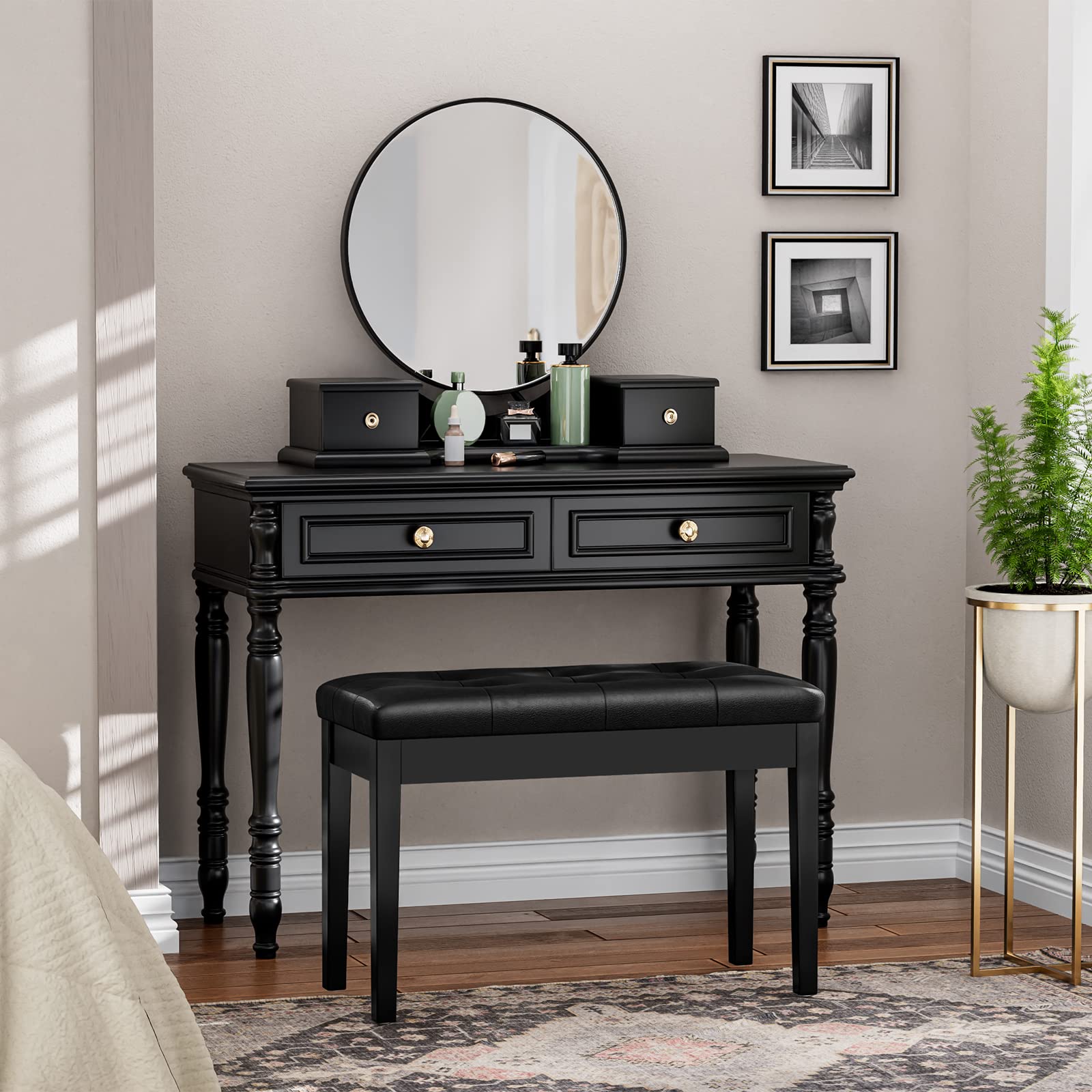 Hoobro Duet Piano Bench With Padded Cushion And Storage Compartment For Music Sheet, Music Bench, Piano Stool, Vanity Chair, Hol