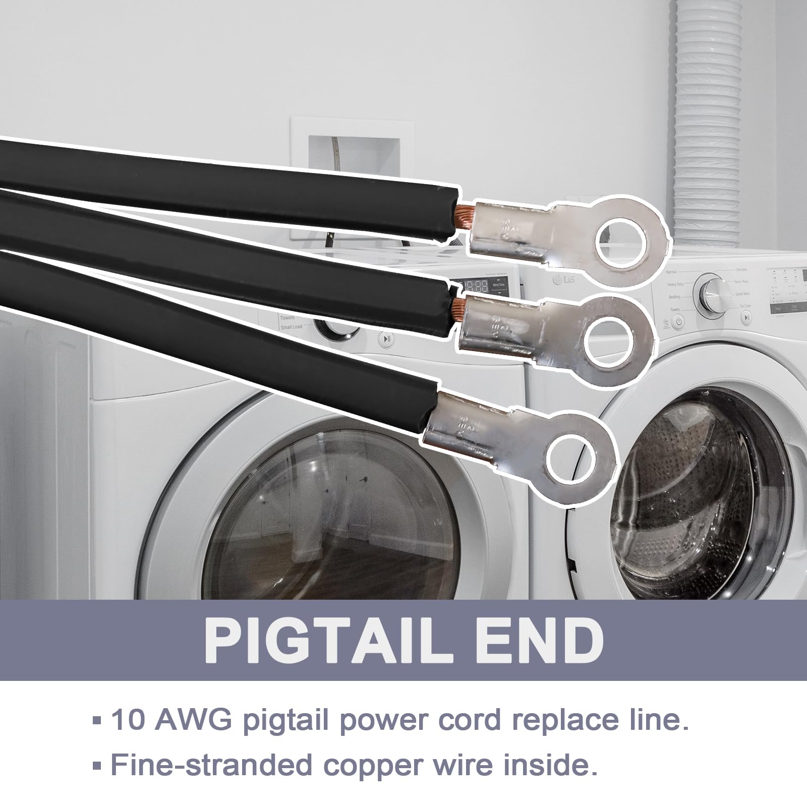 Ep 3 Prong Dryer Cord, 10 Ft 10/3 Srdt, 30Amp Appliance Extension Power Cord, Nema 14 30, Black