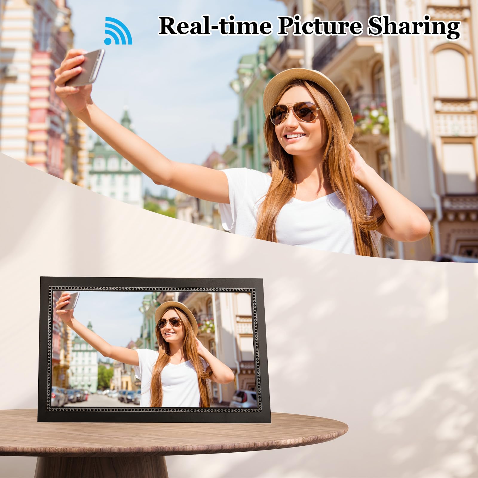 Ryesug Digital Picture Frame 15.6 Inch Wifi Smart Digital Photo Frame 32Gb Memory, Electronic Picture Frame Ips Hd Touch Screen,