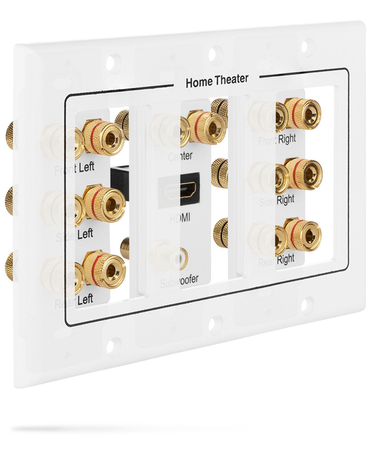 Fosmon Hd8006 3-Gang 7.1 Surround Distribution Home Theater Gold Plated Copper Banana Binding Post Coupler Type Wall Plate For 7