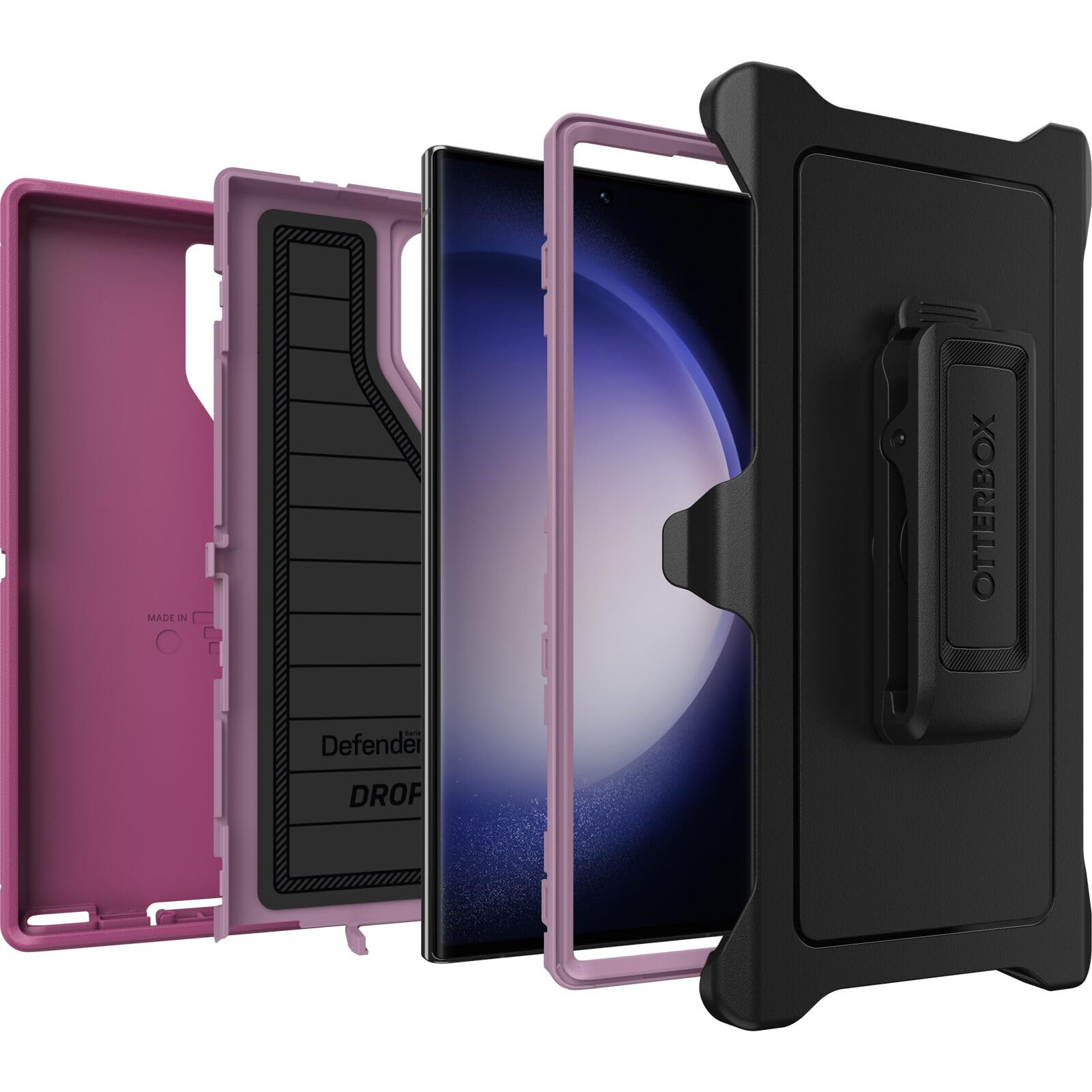 Otterbox Galaxy S23 Ultra (Only)   Defender Series Case   Morning Sky (Pink)   Rugged & Durable   With Port Protection   Holster