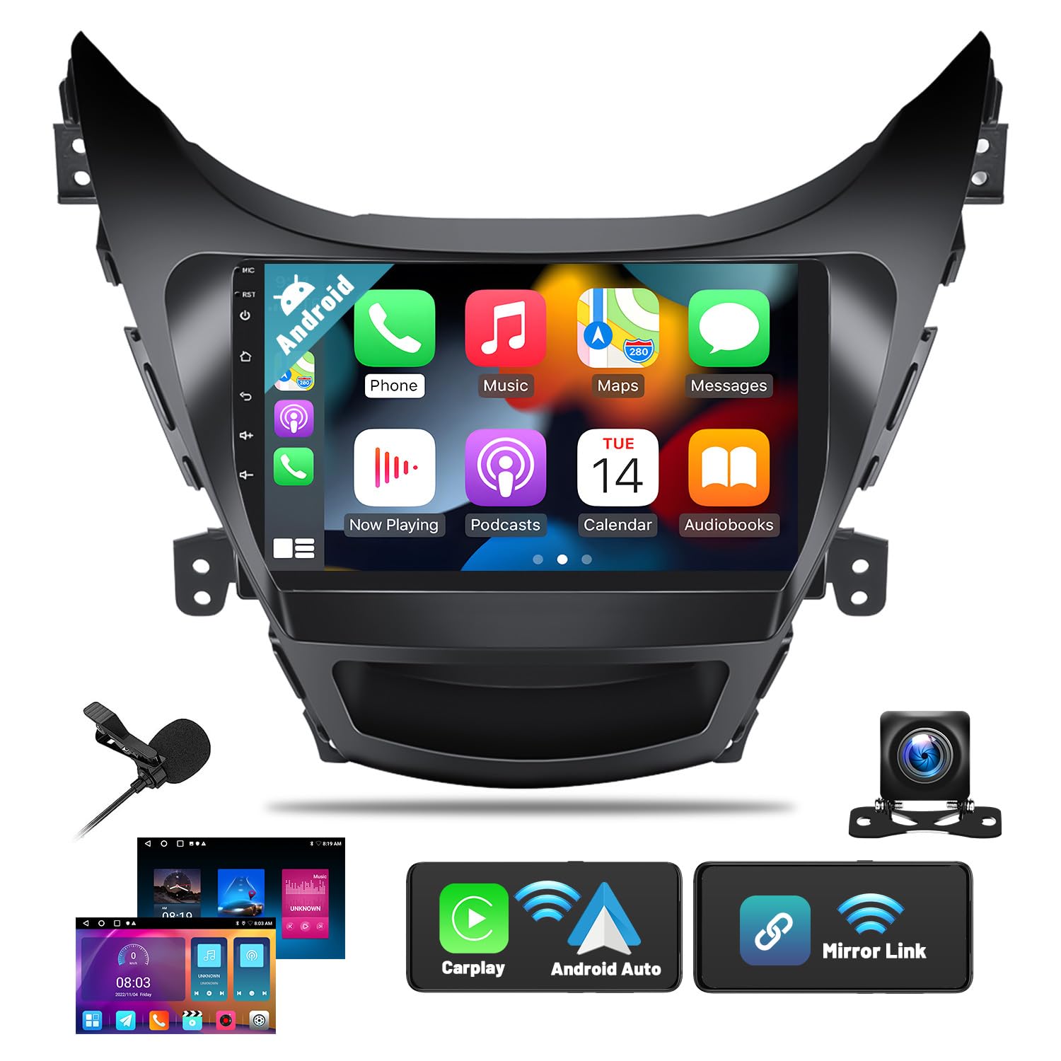 2+32G Android 13 Car Stereo For Hyundai Elantra 2011 2012 2013 With Carplay Android Auto Mirror Link Change Wallpaper Theme 9 In