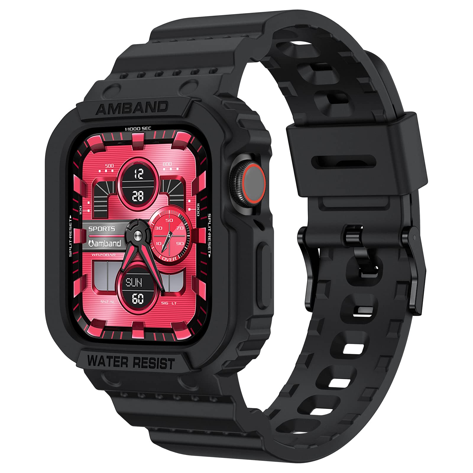 Amband Compatible For Apple Watch Band 41Mm 40Mm 38Mm With Bumper Case, Rugged Men Women Bands For Iwatch Se Se2Nd Series 9 8 7