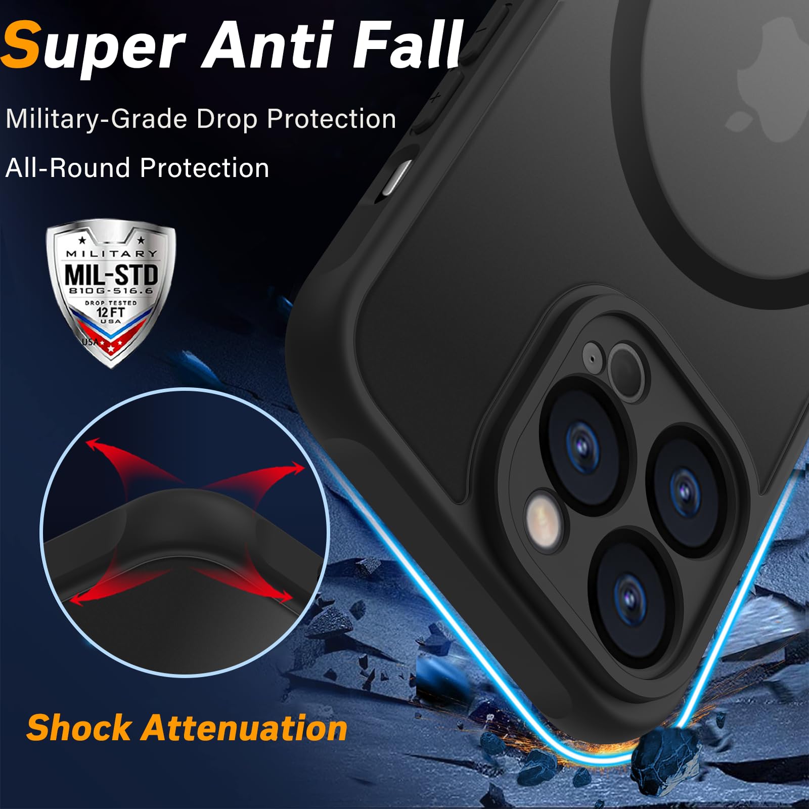 Pinlisheng Magnetic For Iphone 14 Pro Case,Compatible With Magsafe,Military Grade Drop Tested, Shockproof Matte Translucent Hard