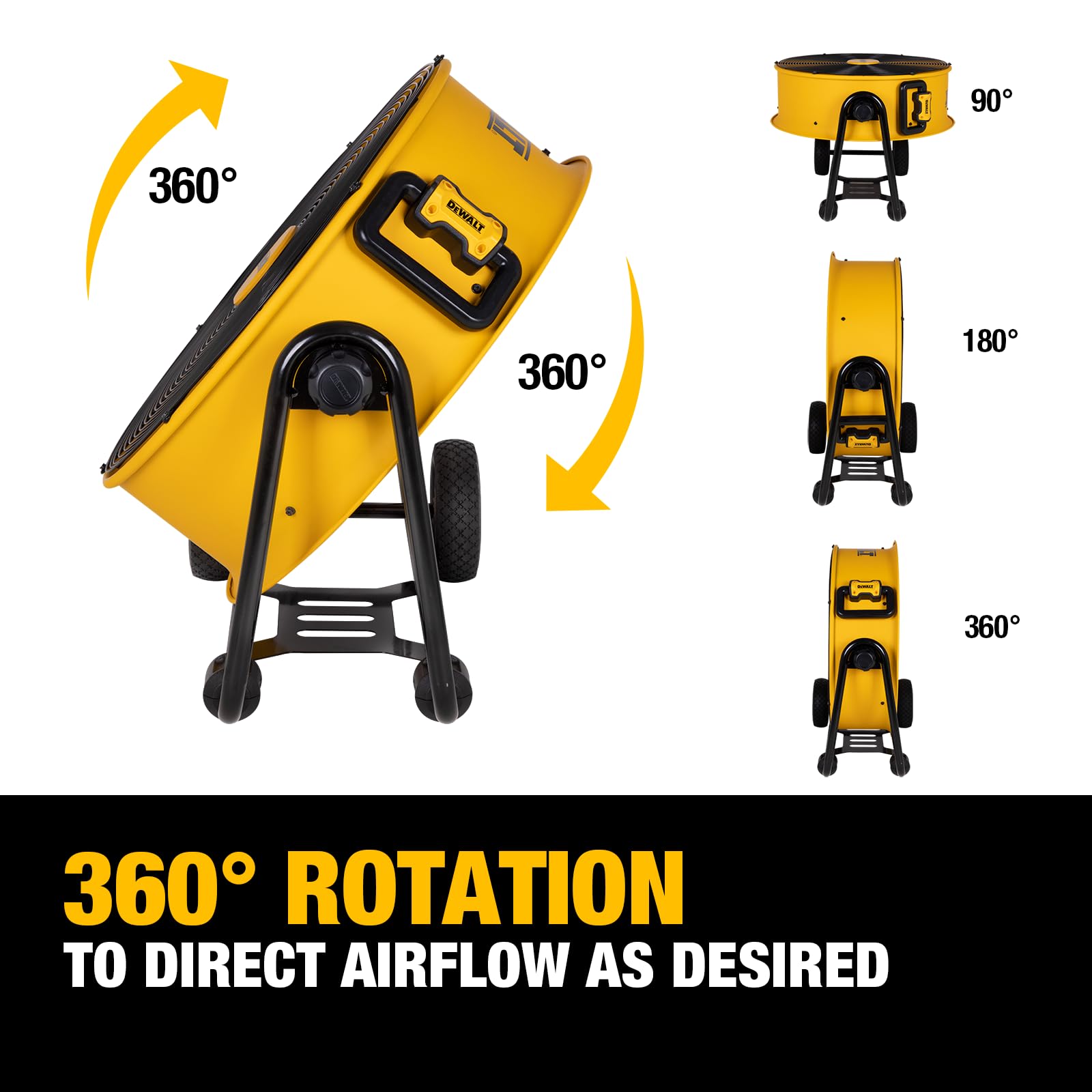 Dewalt Dxf2490 High Velocity Fan, Floor Fan, Industrial Fan, 24 Inch Large Electric Metal Rotating Garage Fan With 360 Adjustabl