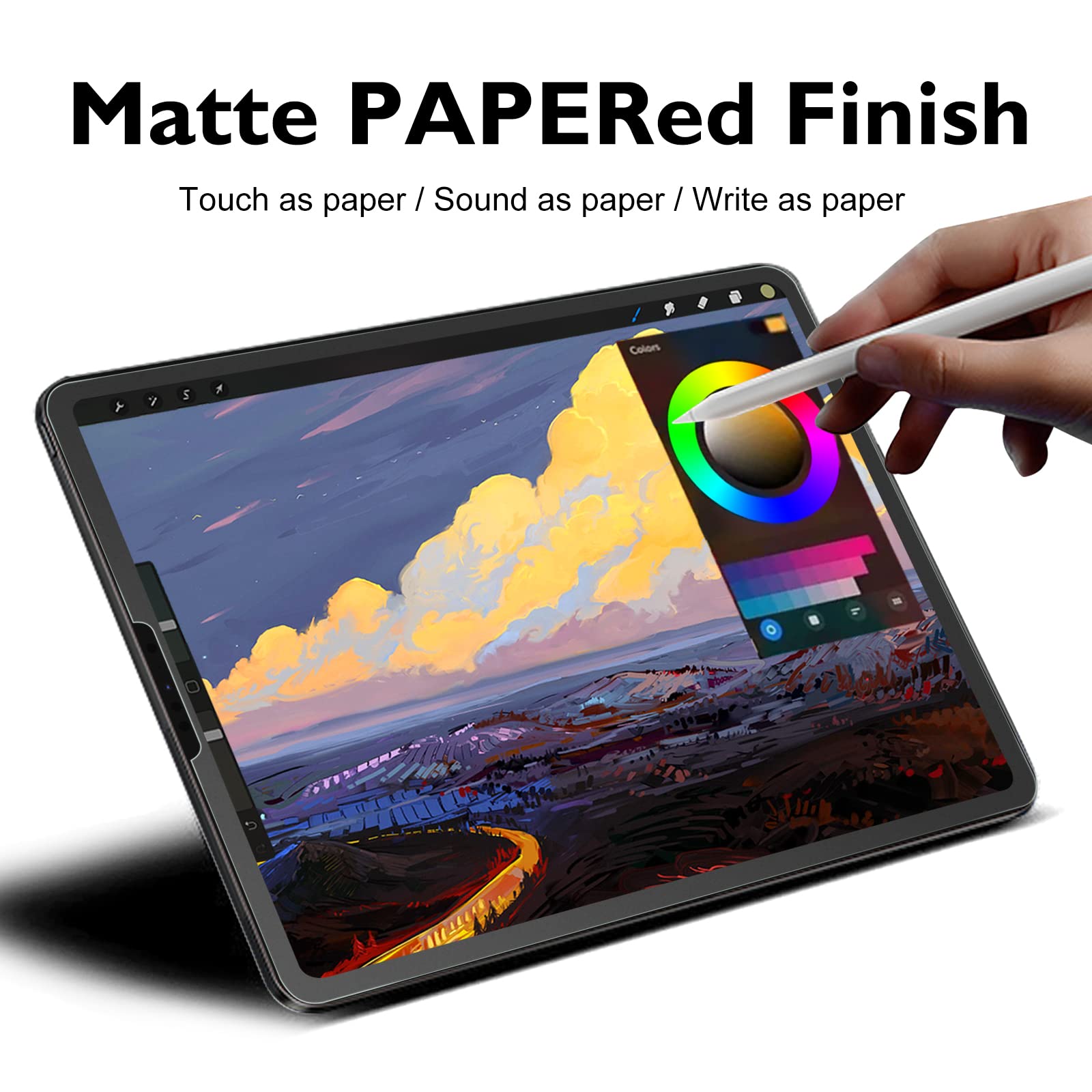 Esanik [2+2 Pack Like Paper Glass Screen Protector For Ipad Pro 12.9 2022 6Th & 2021 5Th & 2020 4Th With Camera Lens Protector &