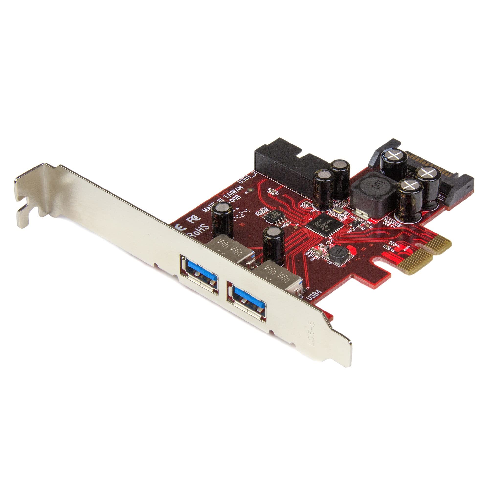 Startech.Com 4 Port Pci Express Usb 3.0 Card   2 External & 2 Internal   Sata Power   Uasp Support   2X Int Motherboard Style He