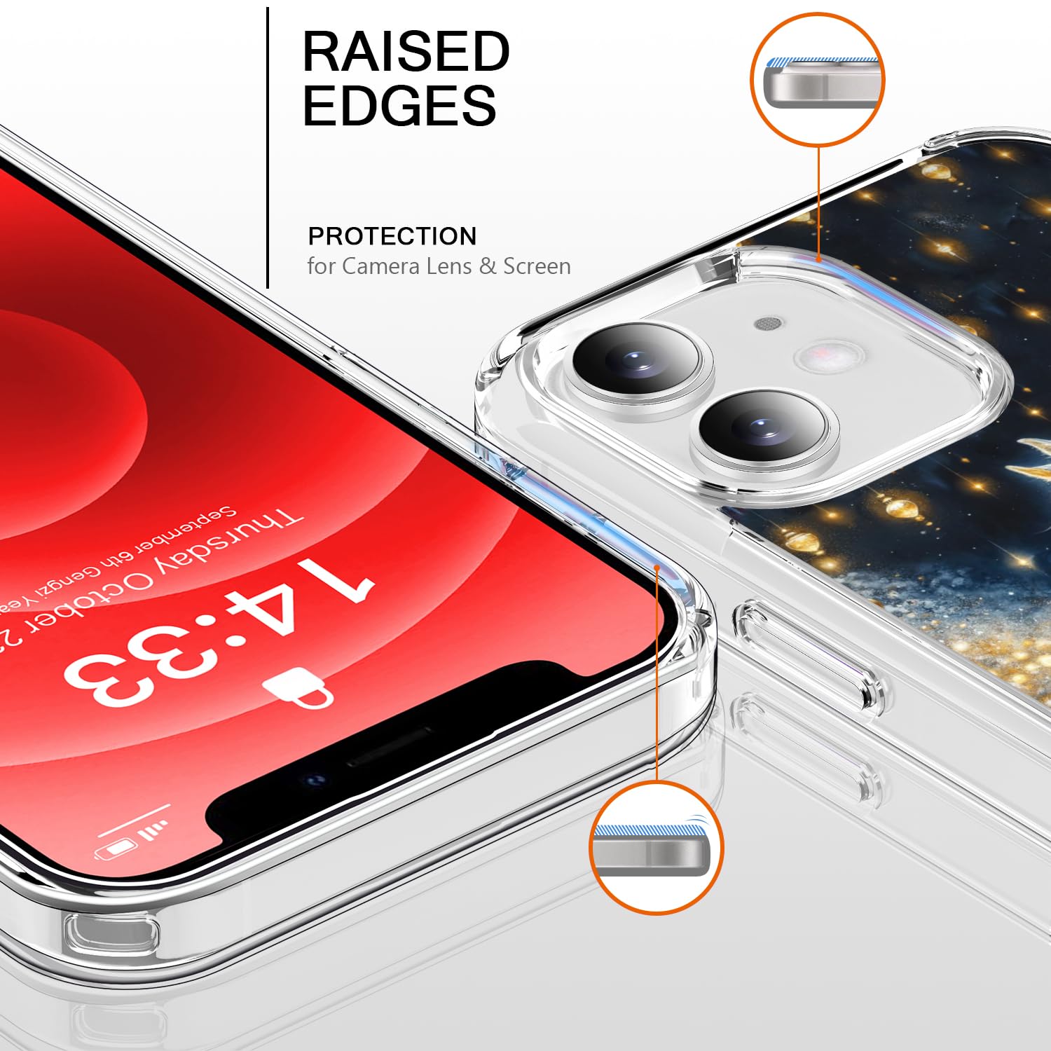 Bicol Christmas Phone Case For Iphone 12 With Screen Protector And Camera Lens Protector - Clear Acrylic Shockproof Protective C