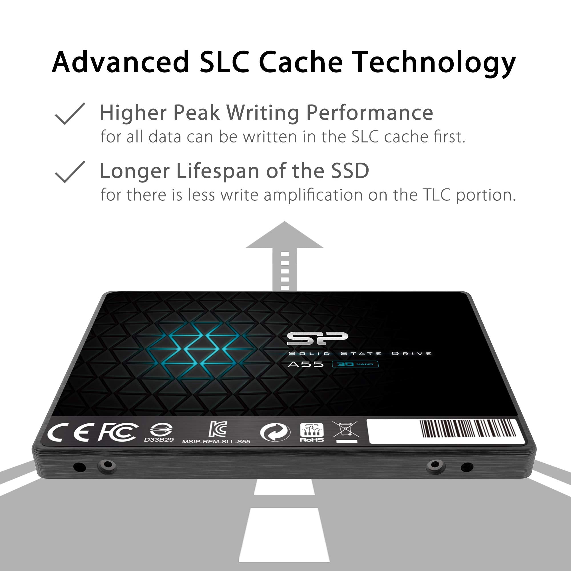 Silicon Power 4Tb Ssd 3D Nand A55 Slc Cache Performance Boost Sata Iii 2.5'' 7Mm (0.28'') Internal Solid State Drive (Sp004Tbss3