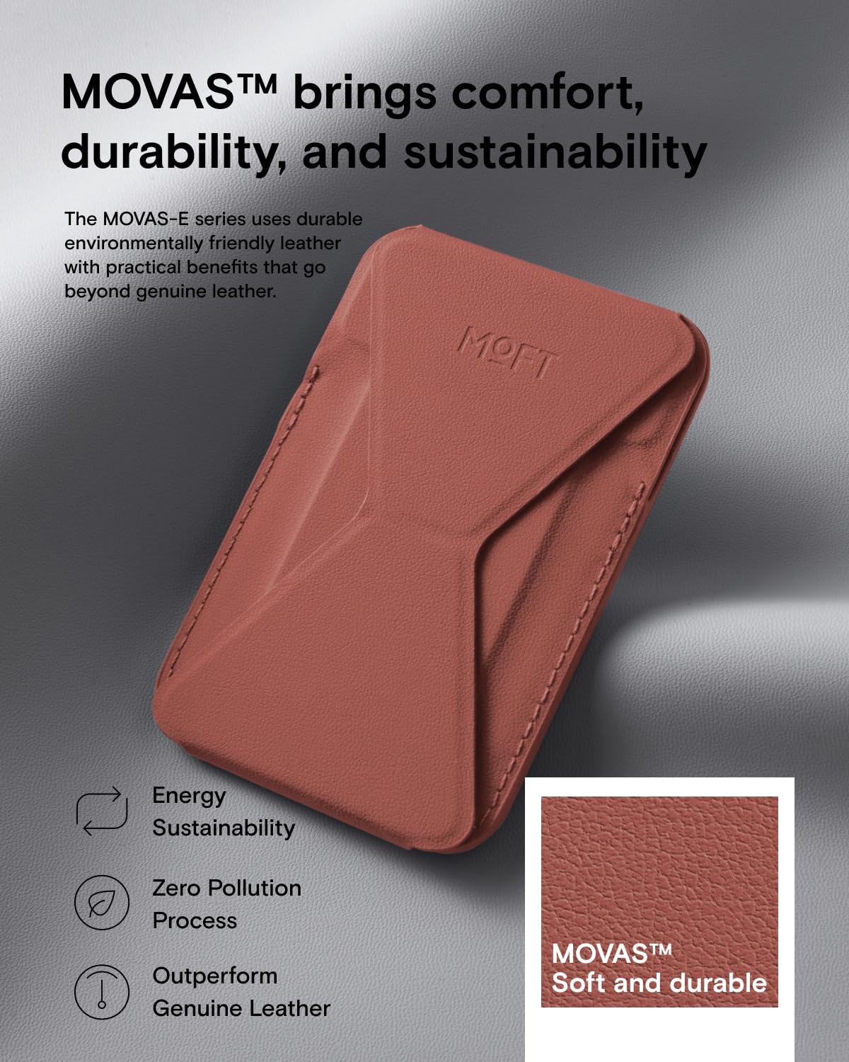 Moft Magsafe Wallet Stand Compatible With Iphone 16/15/14/13/12 Series, Angle Adjustment & Movas Phone Stand (Sienna Brown)