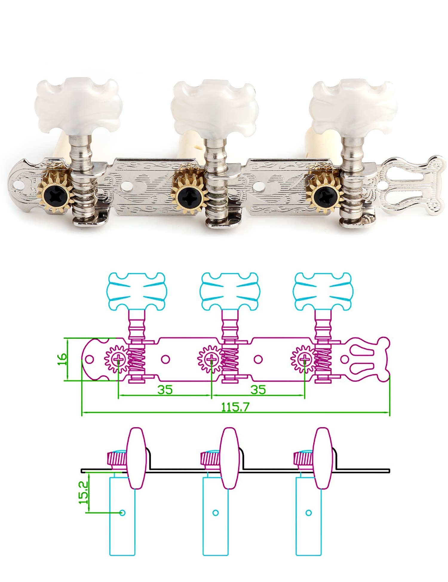 Metallor Guitar Tuning Pegs Machine Heads Tuning Keys Tuners For Classical Guitar Single Hole 3L 3R Chrome. (G311)