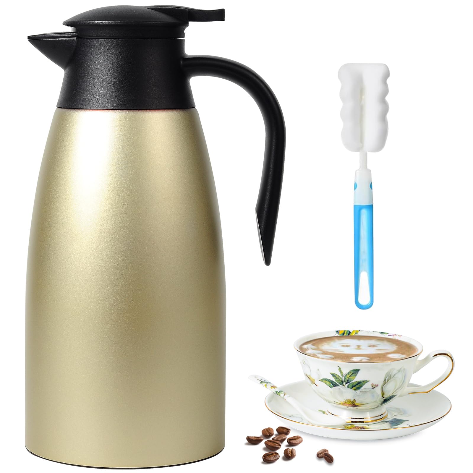 70 Oz Thermal Coffee Carafe, Updated Insulated Stainless Steel Coffee Carafes For Keeping Hot Coffee & Water Hot Beverage 12Hour