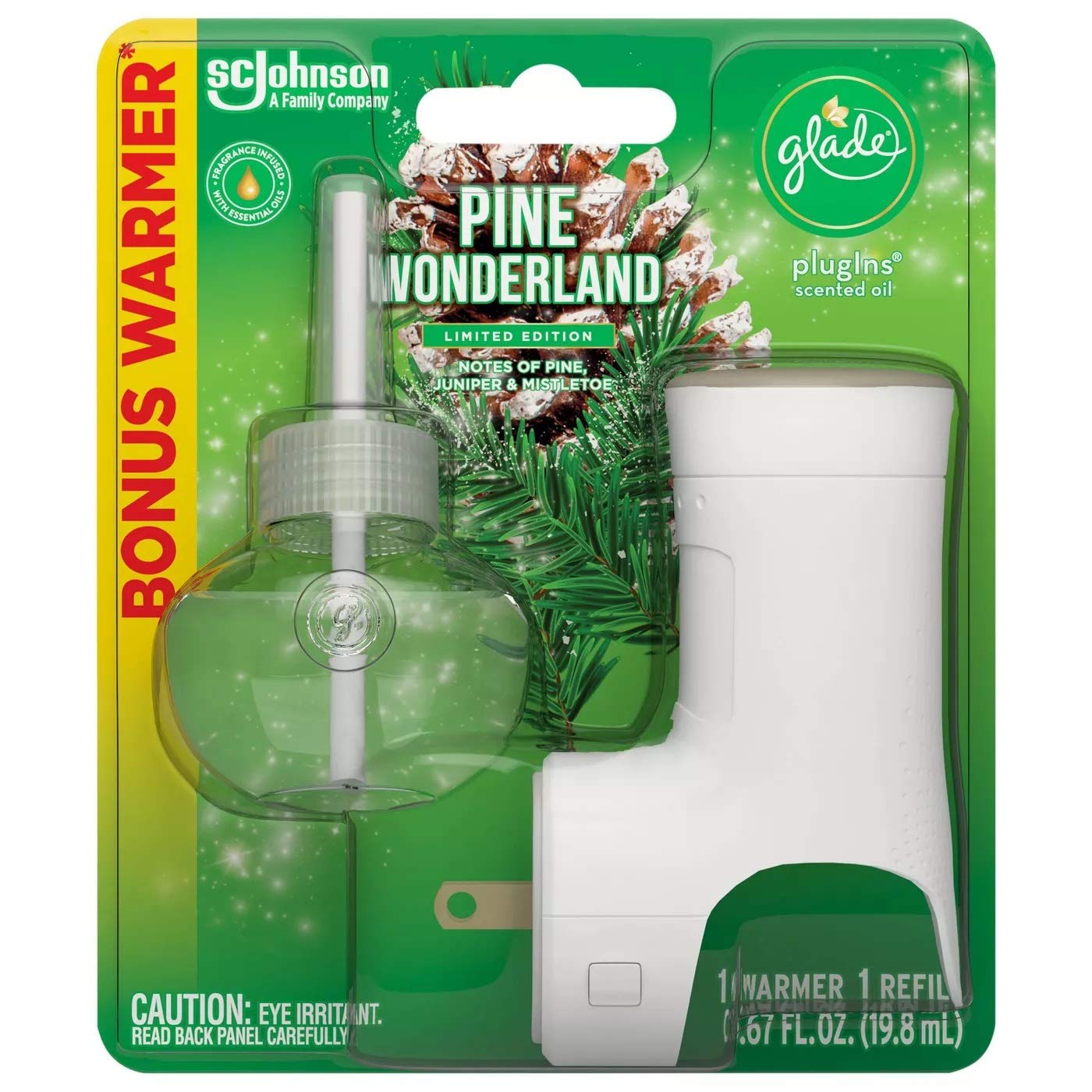 Glade Plugins Scented Oil Refill   Pine Wonderland   1 Count Refill & 1 Count Oil Warmer Per Package   Pack Of 2 Packages