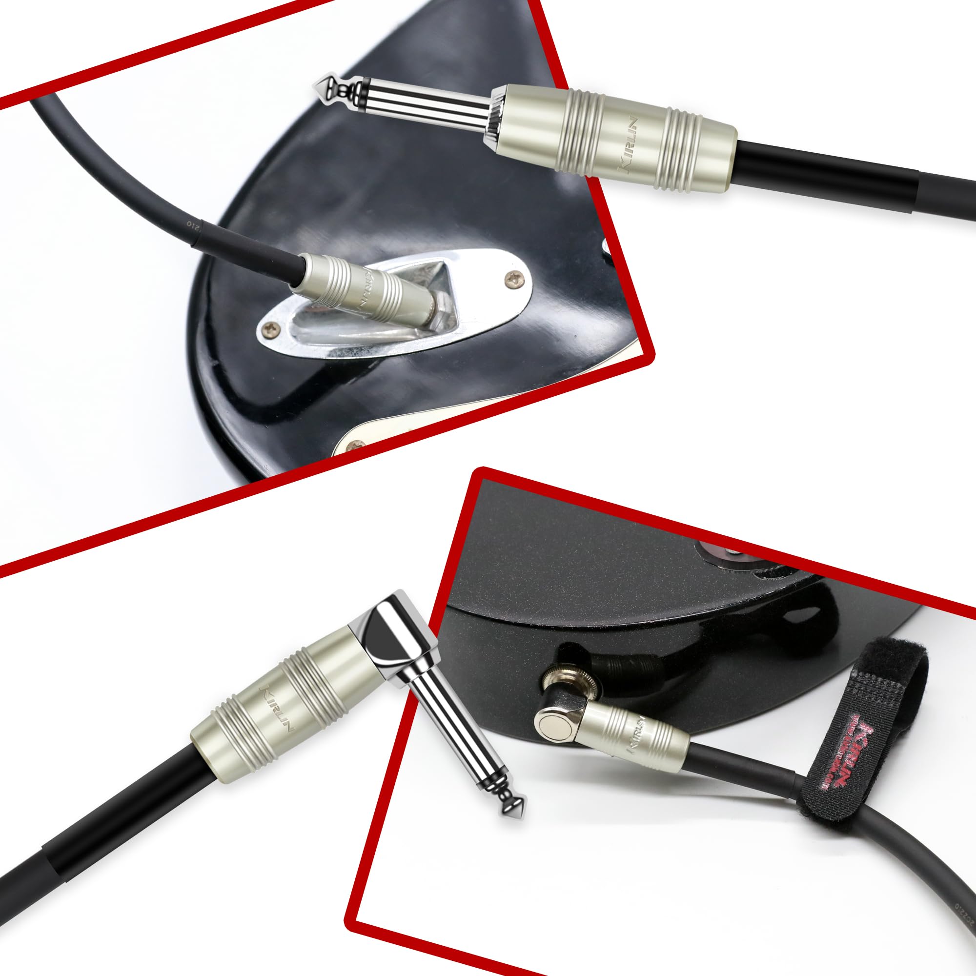 Kirlin Cable Ip 202Pr 10/Bk   10 Feet   Straight To Right Angle 1/4 Inch Plug Instrument Cable Black Pvc Jacket