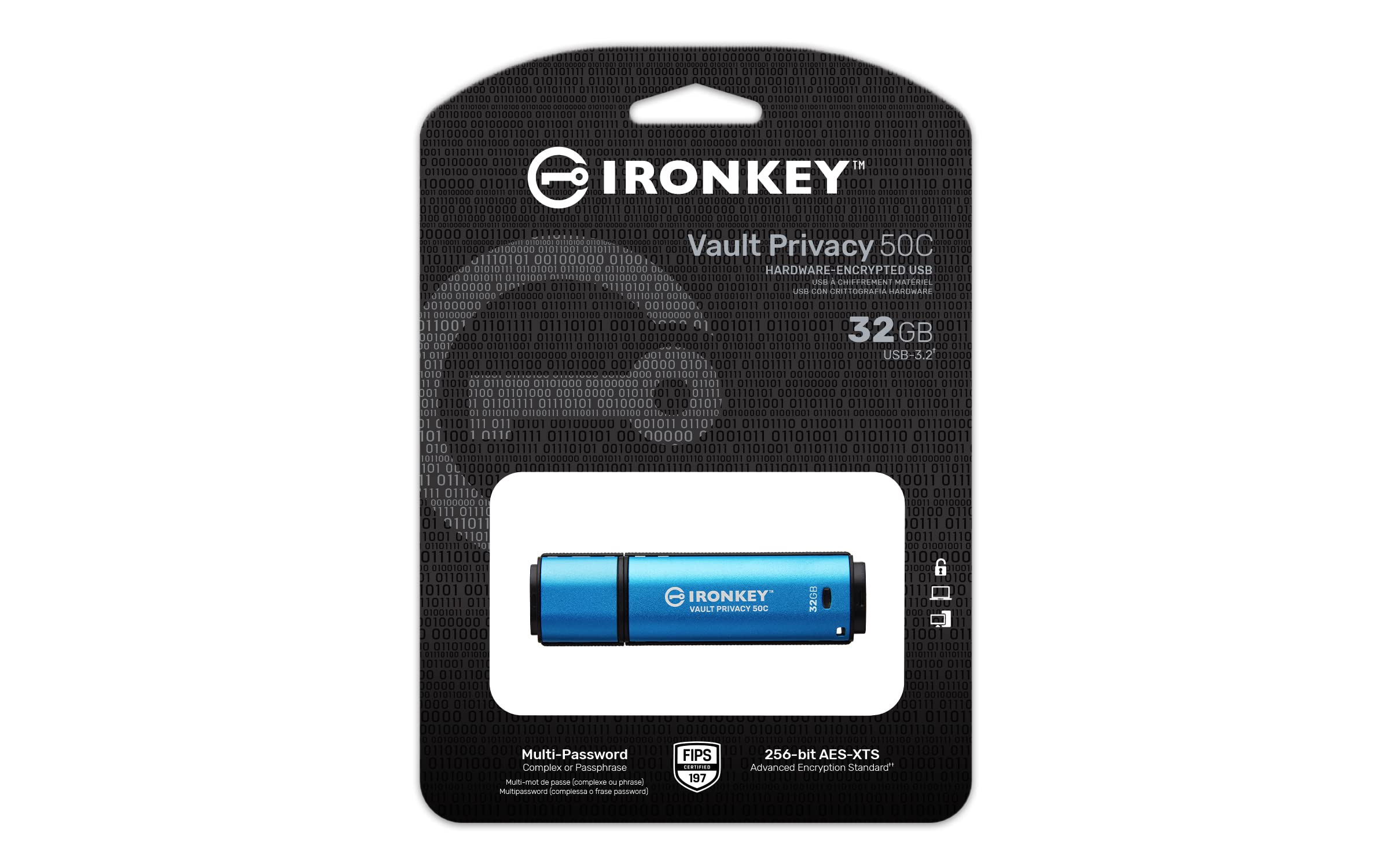 Kingston Ironkey Vault Privacy 50 Usb C 32Gb Flash Drive | Fips 197 Certified | Xts Aes 256 Bit | Badusb And Brute Force Protect