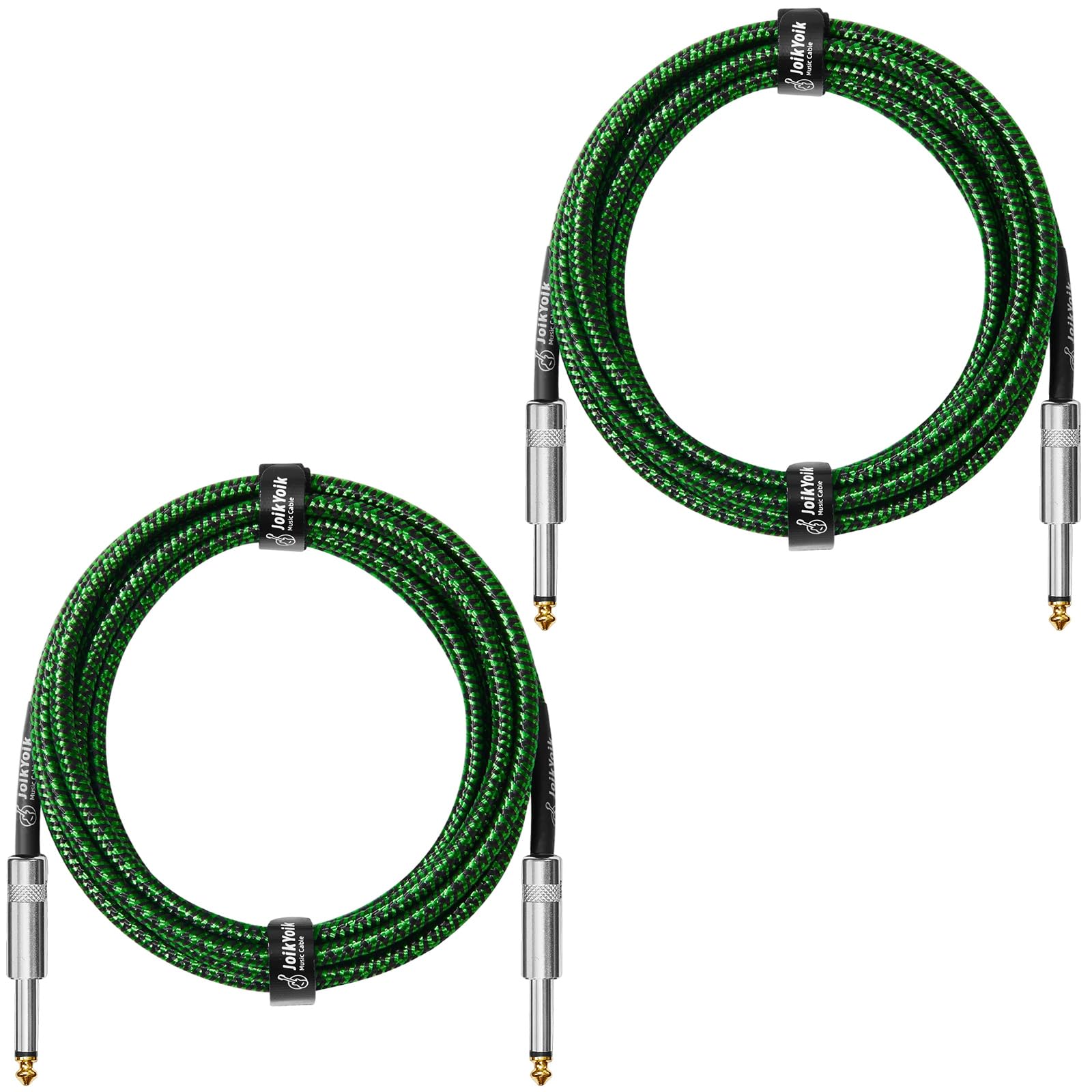 JoikYoik Guitar Cable 10ft 2-Pack, Tweed Cloth Braided Instrument Cable, 1/4 Inch Straight TS to Straight, for Electric Guitar/B