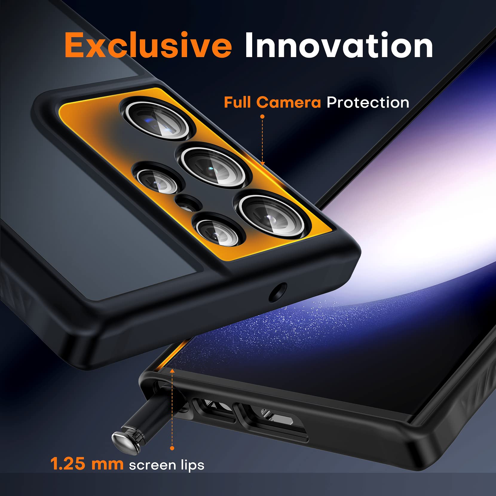 Tocol For Samsung Galaxy S23 Ultra Case Magnetic, [Full Camera Protection] With 2 Pack Soft Screen Protector [Military Drop Prot