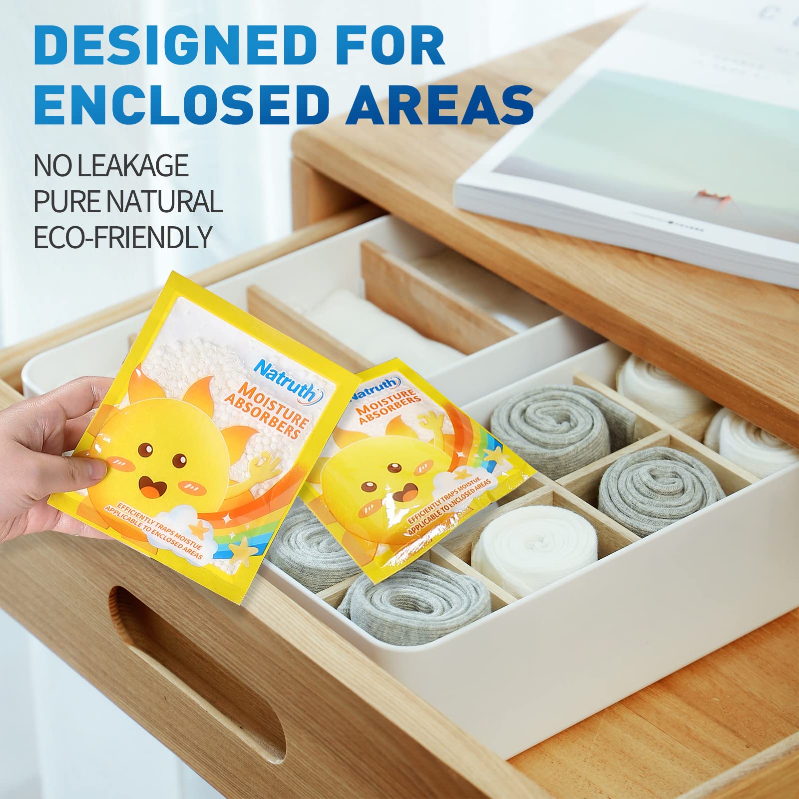 Natruth 12 Pack Moisture Absorber Bags With Lavender, Drawer Dehumidifier Home Desiccant Small Bag Use For Medicine Boxes, Under