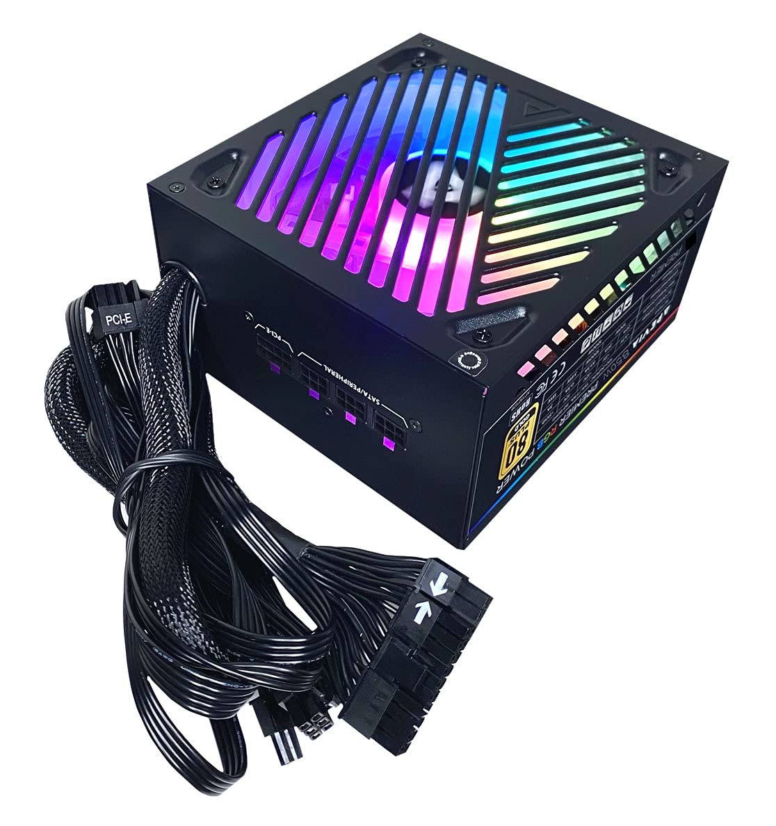 Apevia Atx Pm850W Premier 850W (No Pcie 5.0 & Gen 5 12Vhpwr Connector) 80+ Gold Certified Active Pfc Atx Semi Modular Gaming Power Supply With 366 Rgb Light Modes