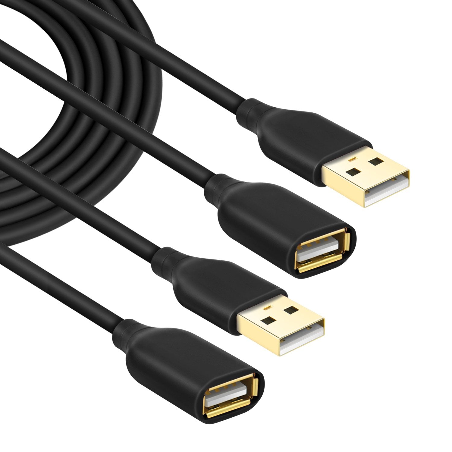 Costyle Usb Extension Cable 10Ft, 2 Pack Usb 2.0 Type A Male To A Female Extension Cord Usb Extender Cable Data Transfer Extended Charging Cable For Usb Lights, Keyboard, Mouse, Printer (Black)