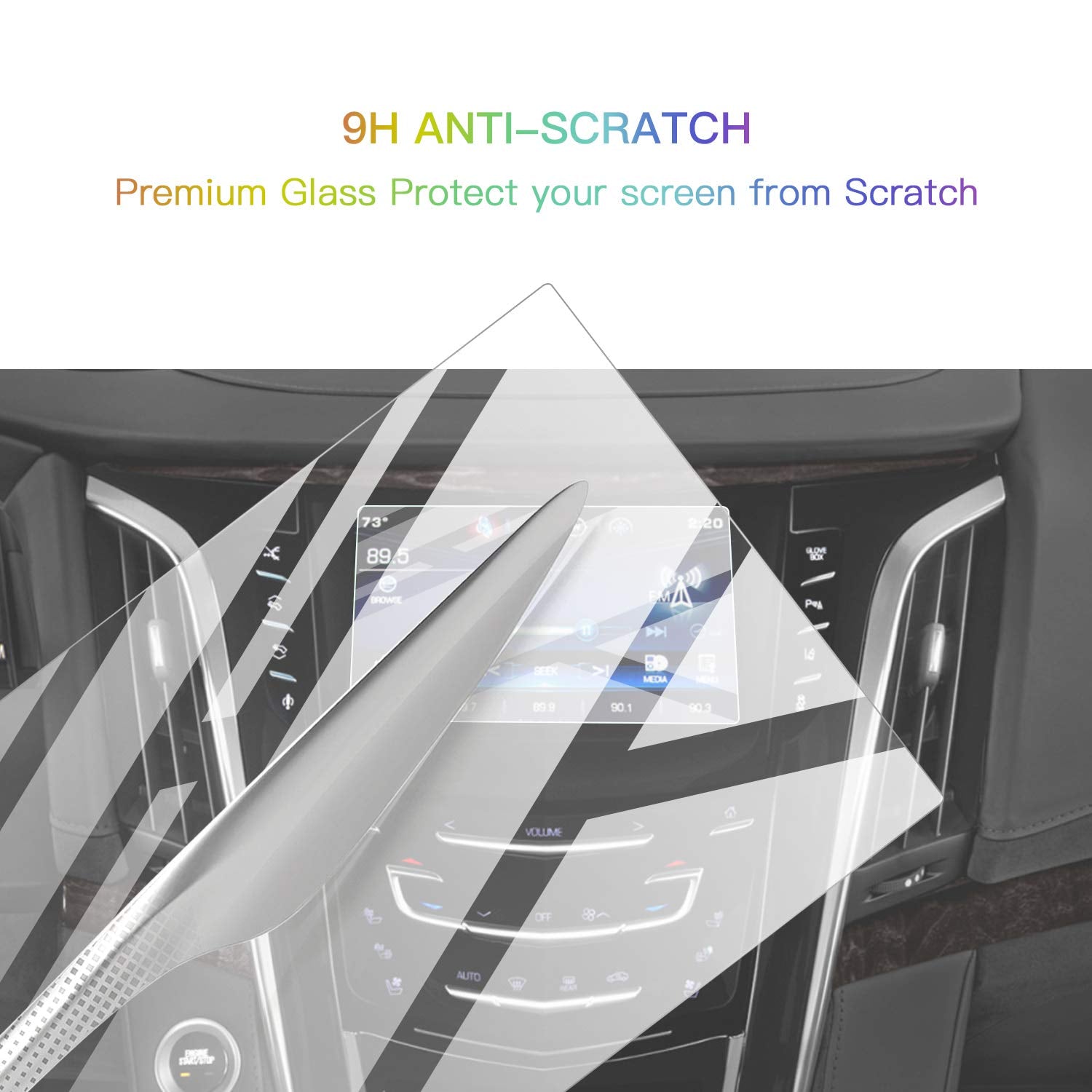 Screen Protector Foils For 2015 2020 Cadillac Escalade Cue Infotainment Interface 8In Navigation Display Tempered Glass 9H Hardness Anti Glare Hd Clear Chevrolet Lcd Gps Touch Screen Protective Film