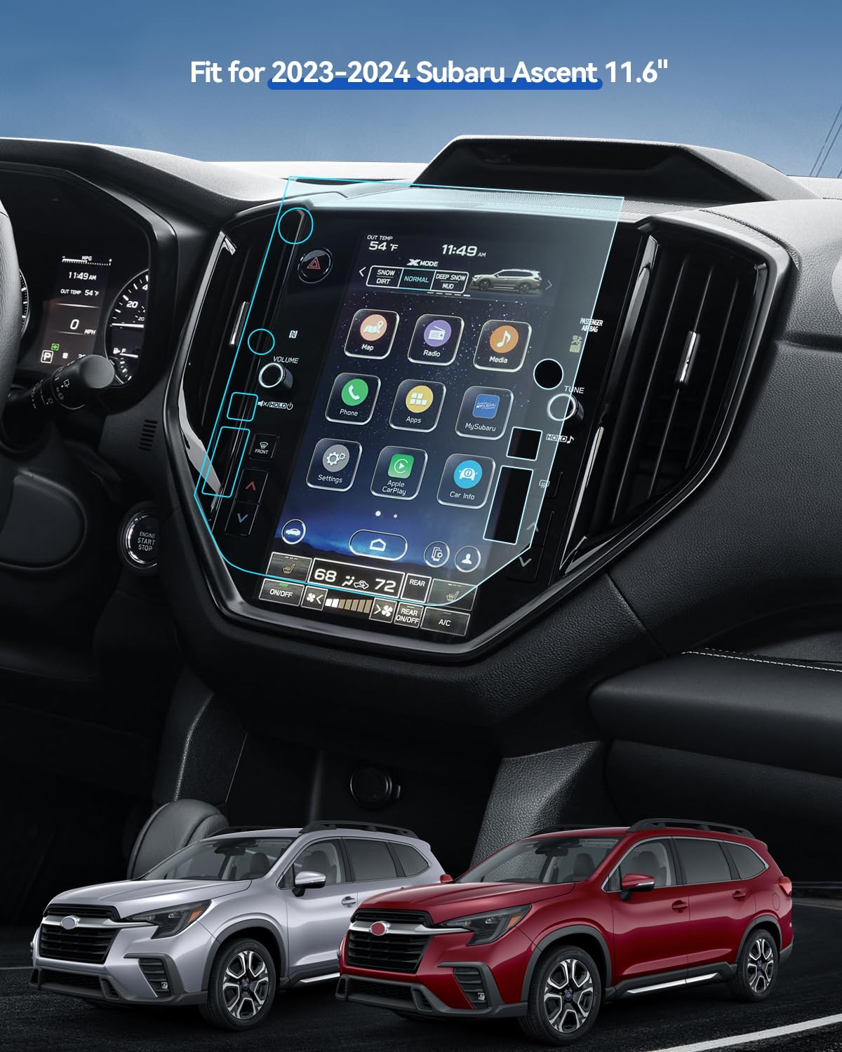 Lantu Ascent Screen Protector For 2023 2024 Subaru Ascent Center Control Touchscreen Car Navigation Protector Film Tempered Glas