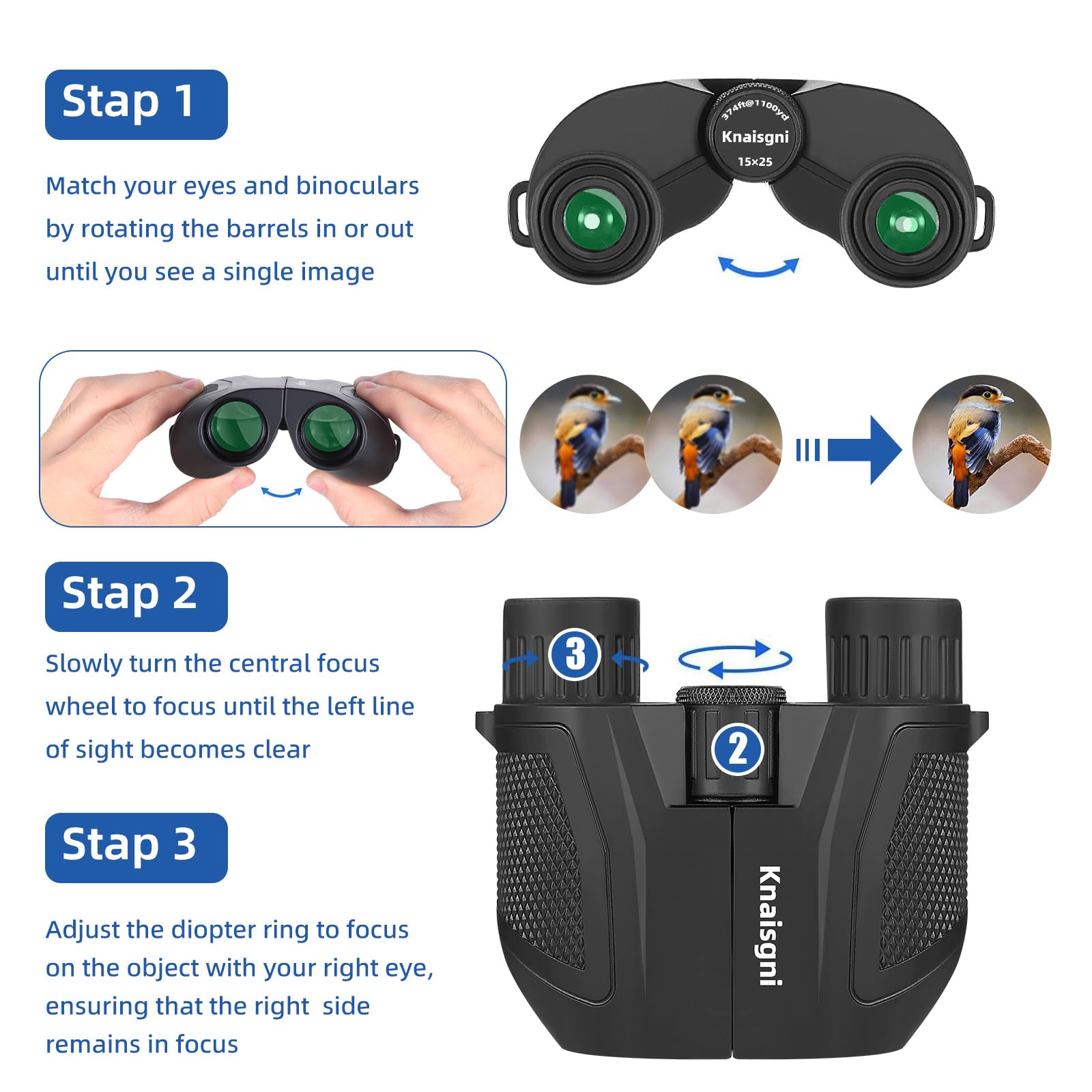 Knaisgni Binoculars For Adults And Kids, 15X25 High Powered Compact Binoculars, Portable Binoculars For Bird Watching, Theater A
