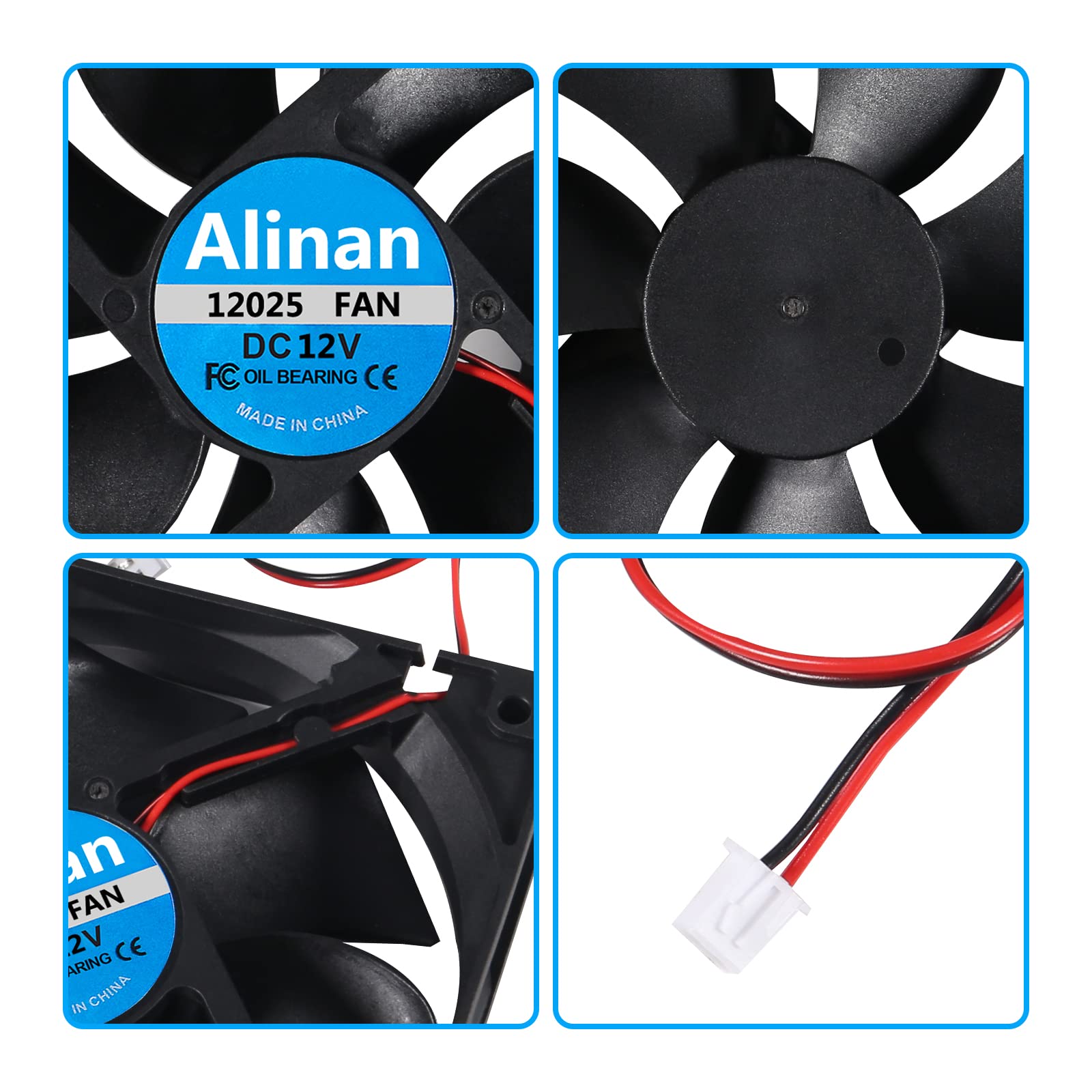 Alinan 4Pcs 12025 12V Fan 120X120X25Mm 2 Pin Sleeve Bearing Brushless Dc Cooling Fan 3D Printer Cooling Fan Computer Fan