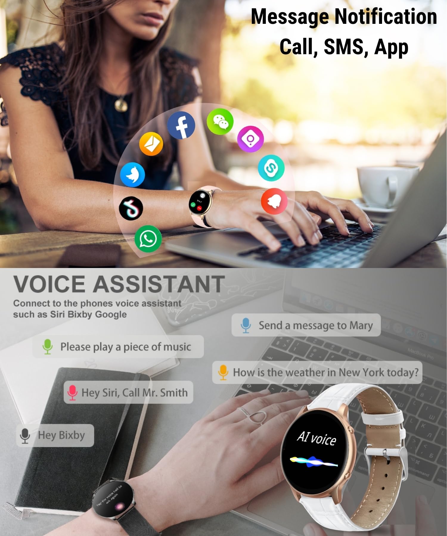 Hoaiyo Smart Watches For Women (Call Receive/Dial), 1.32 Smartwatch With Heart Rate Sleep Calories Counter, Ip68 Waterproof Fitn