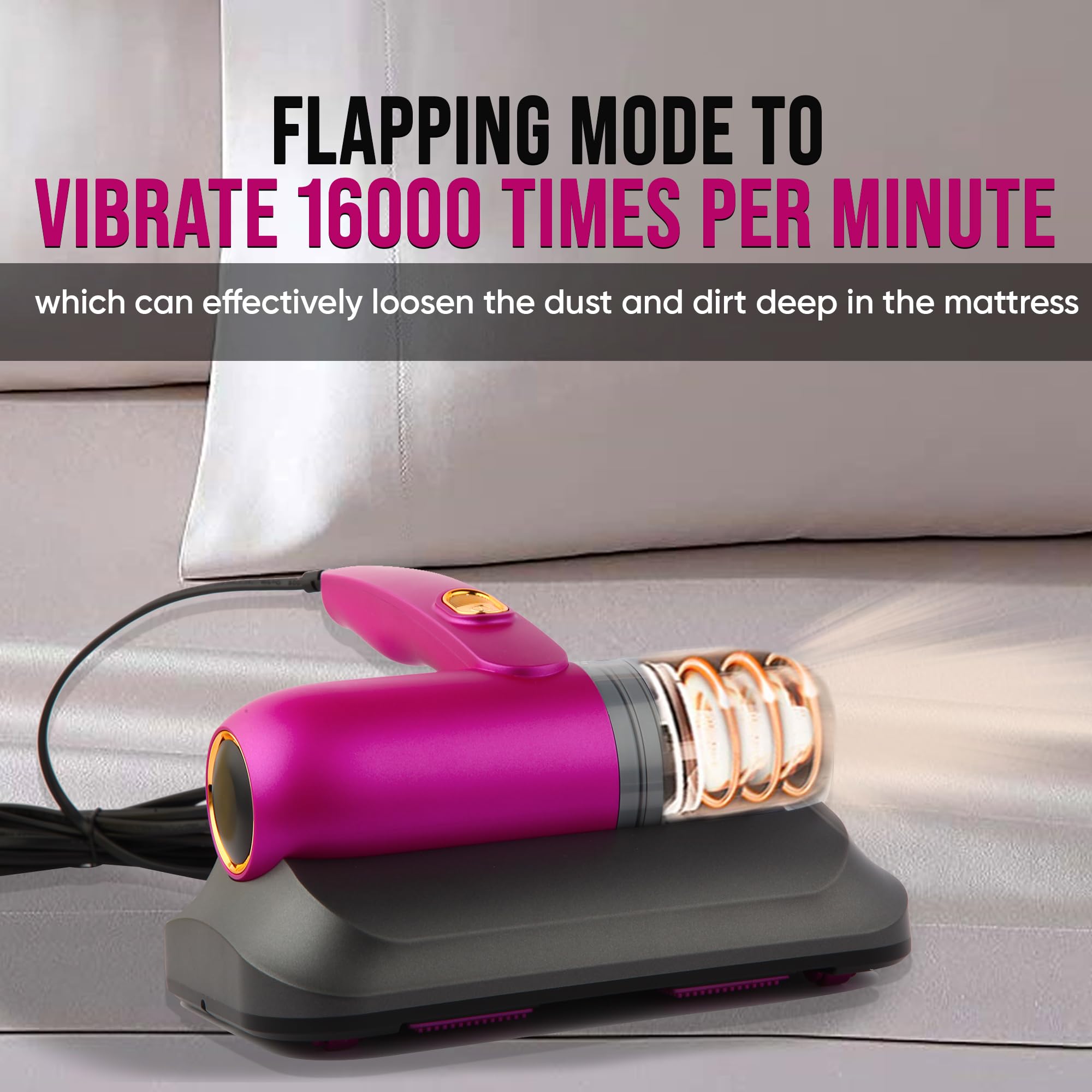 Bed Vacuum Cleaner,13Kpa Strong Suction And Low Noise, Uv Light, Washable Hepa Filter For Deep Clean,Handheld Vacuum Effectively