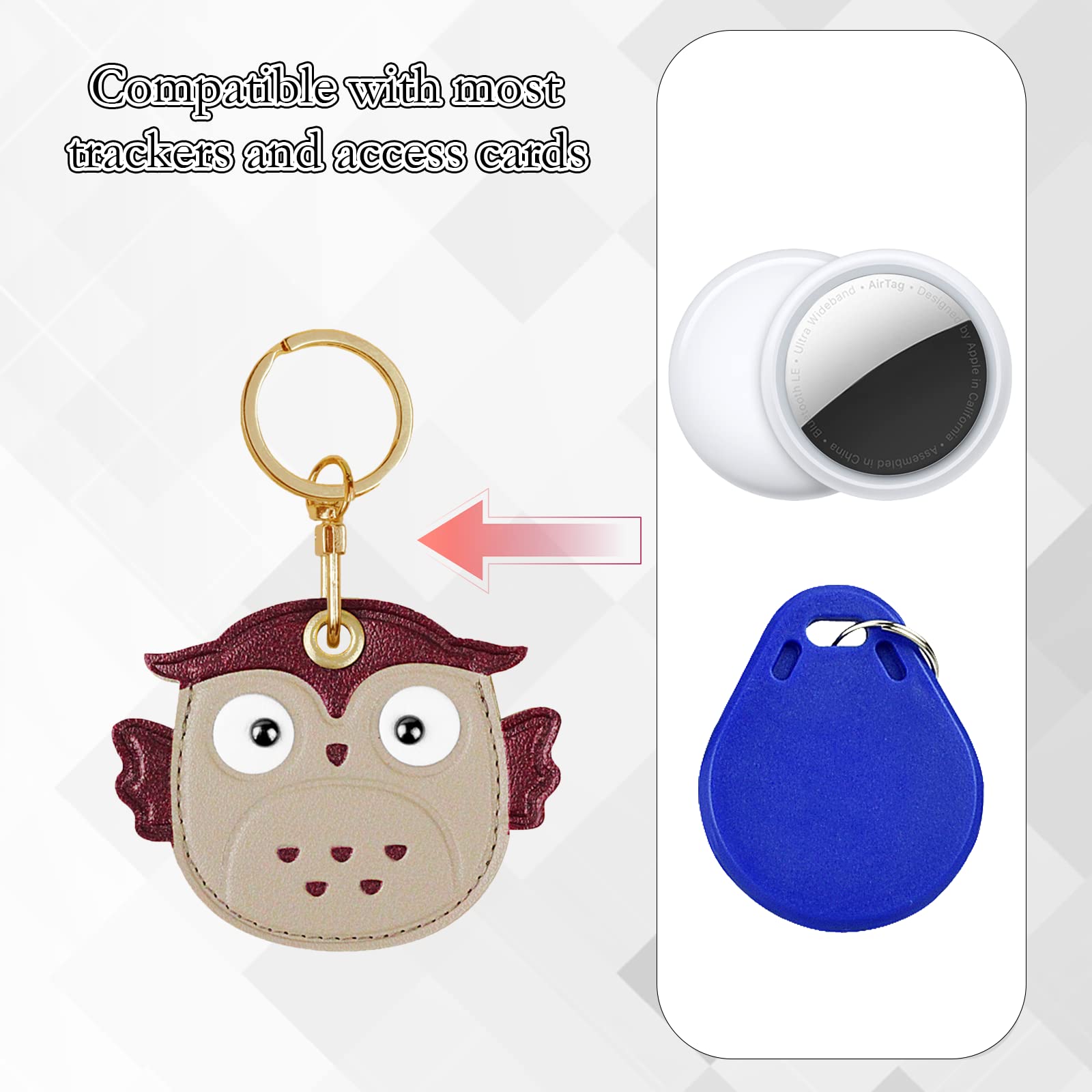 Leather Keychain Case Holder Compatible With Apple Airtag, Gps Airtag Keychain Finder Tracker With Key Ring, Anti Scratch Protec