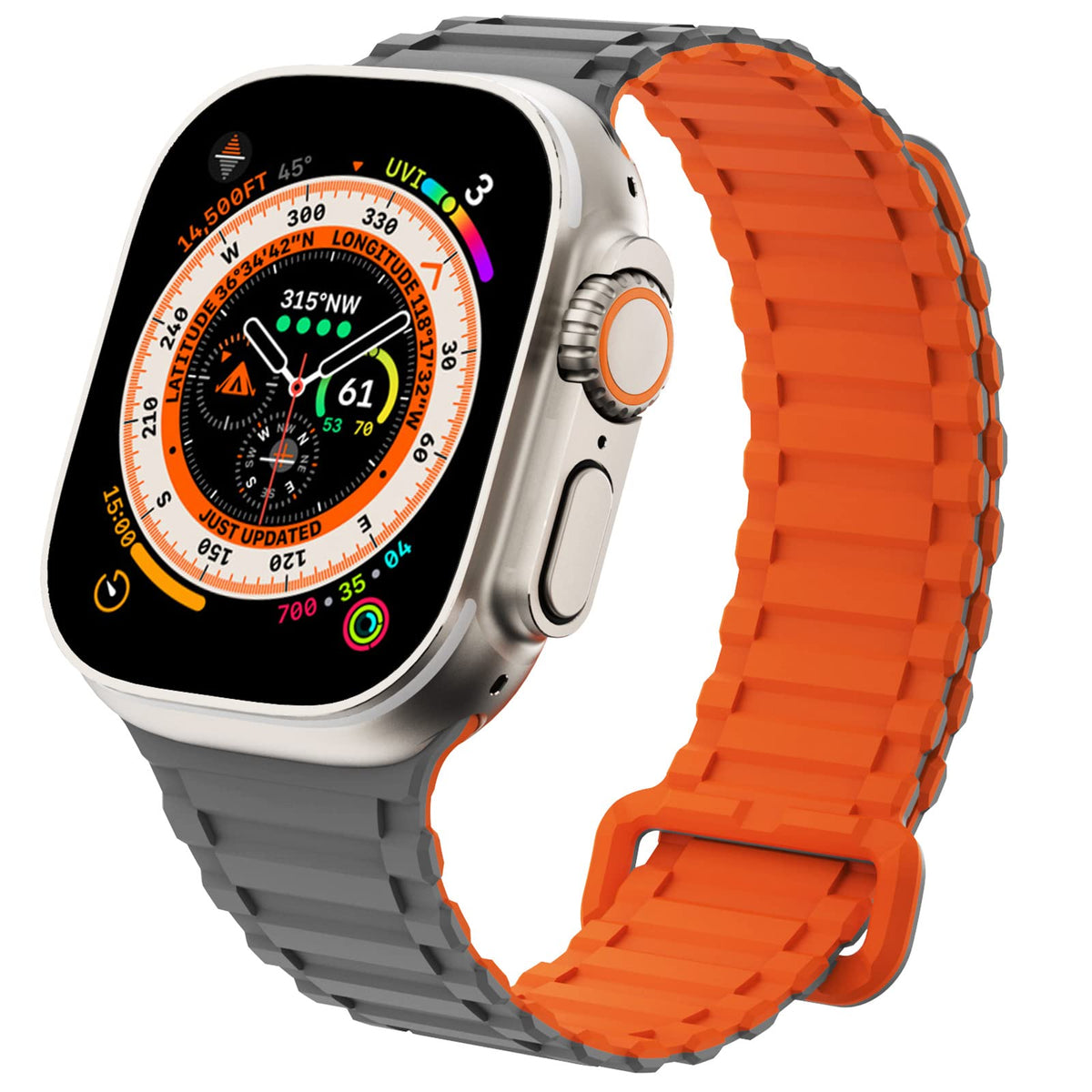 Wingle For Apple Watch Ultra Band 49Mm Series 8 Series 7 45Mm 44Mm 42Mm Men, Strong Magnetic Bands Bracelet Adjustable Silicone