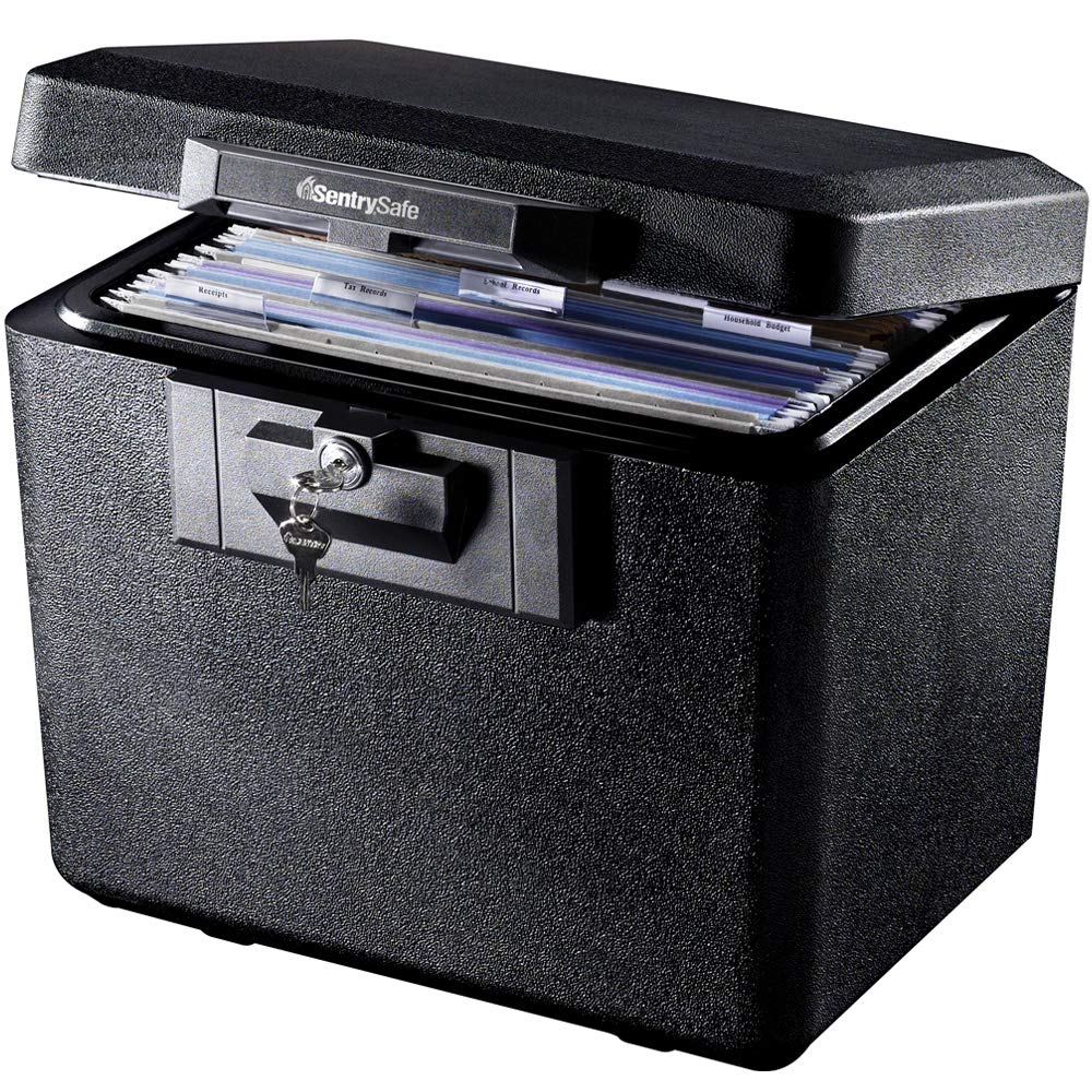 SentrySafe Black Fireproof Document Box with Key Lock, Safe Secures Files and Documents for Home or Office, 0.61 Cubic Feet, 13.