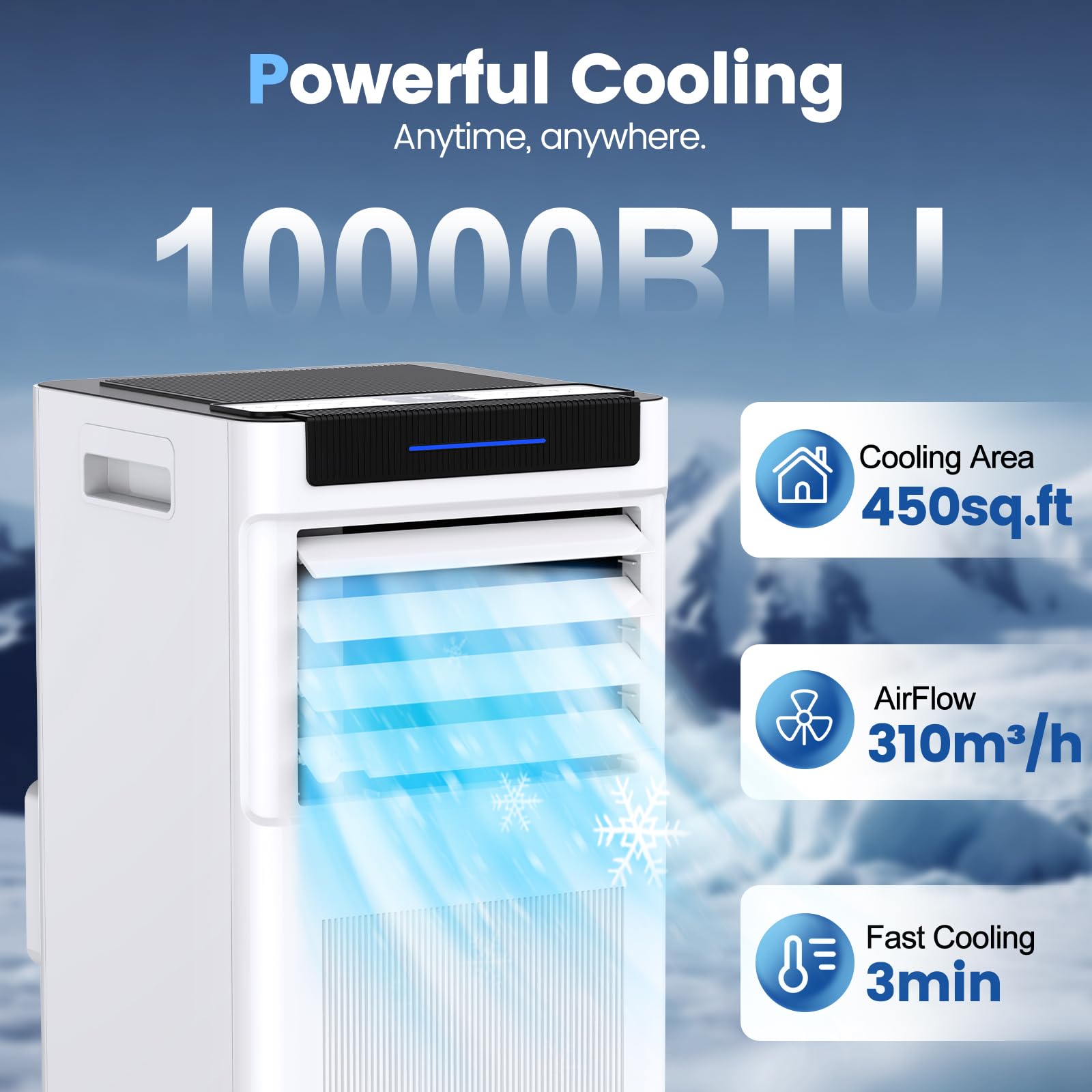 Aidiam Portable Air Conditioners, 10000 Btu Portable Ac Up To 450 Sq.Ft, 3 In 1 Ac Unit With Cool, Dehumidifier & Fan Modes, Rem