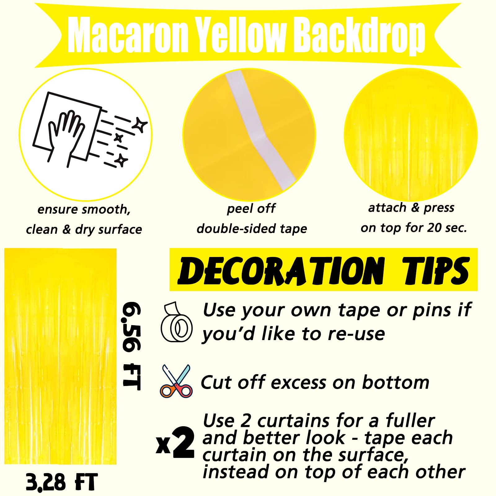 4 Pack Yellow Fringe Curtain Backdrop, 3.2Ft X 6.6Ft Metallic Tinsel Foil Fringe Streamers Curtains Background For Photo Booth B