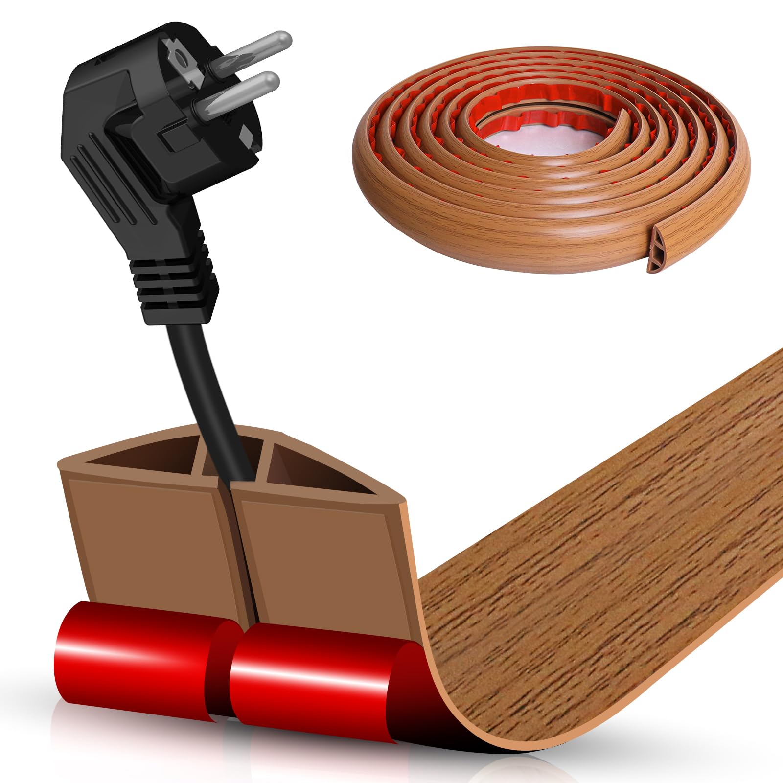 Floor Cord Cover Self Adhesive Cord Hider Floor 20Ft Floor Cable Management Power Cord Protector Floor Electric Cord Covers For