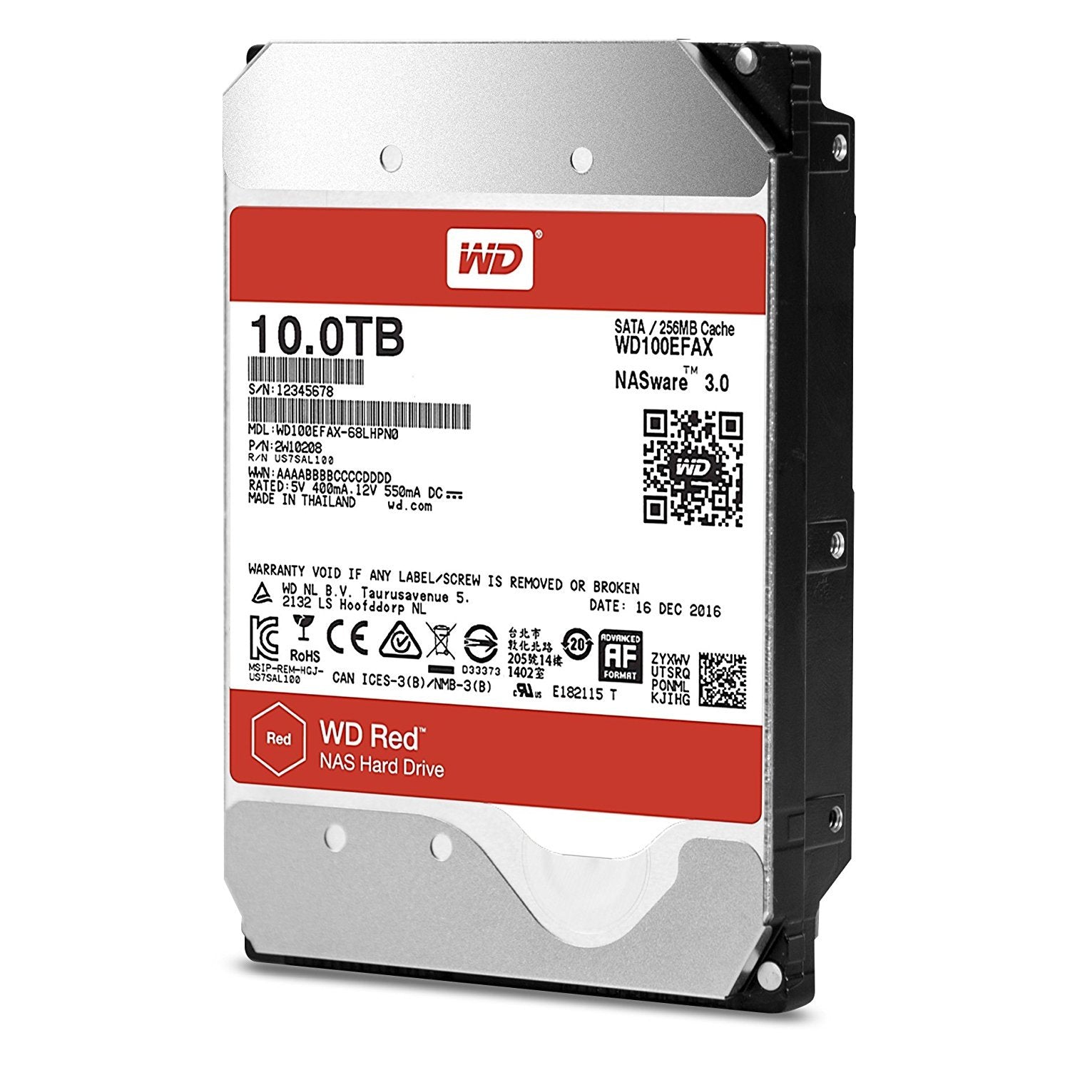 Western Digital 10Tb Wd Red Nas Internal Hard Drive   5400 Rpm Class, Sata 6 Gb/S, Cmr, 256 Mb Cache, 3.5''   Wd100Efax (Old Ver
