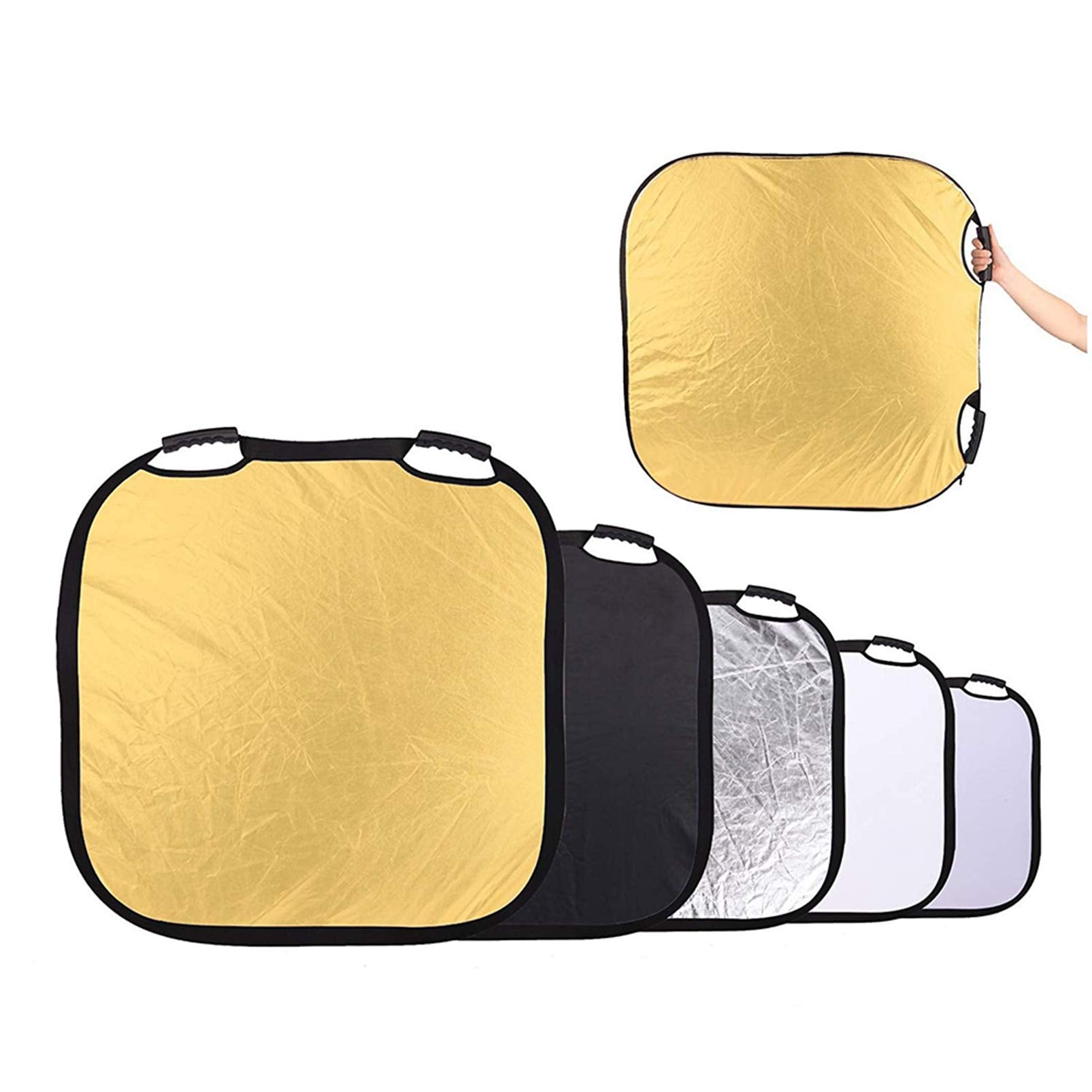 Selens 32 Inch Photography Reflector With Handle, 5 In 1 Collapsible Square Reflectors For Photo Studio Video Outdoor Accessorie