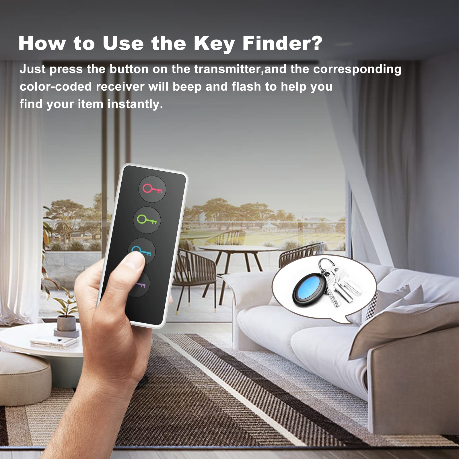 Key Finder,Wireless Key Tracker Locator With Led Light,Remote Finder,Key'S Tracking Device,Easy To Use For Seniors,Tracker Tags