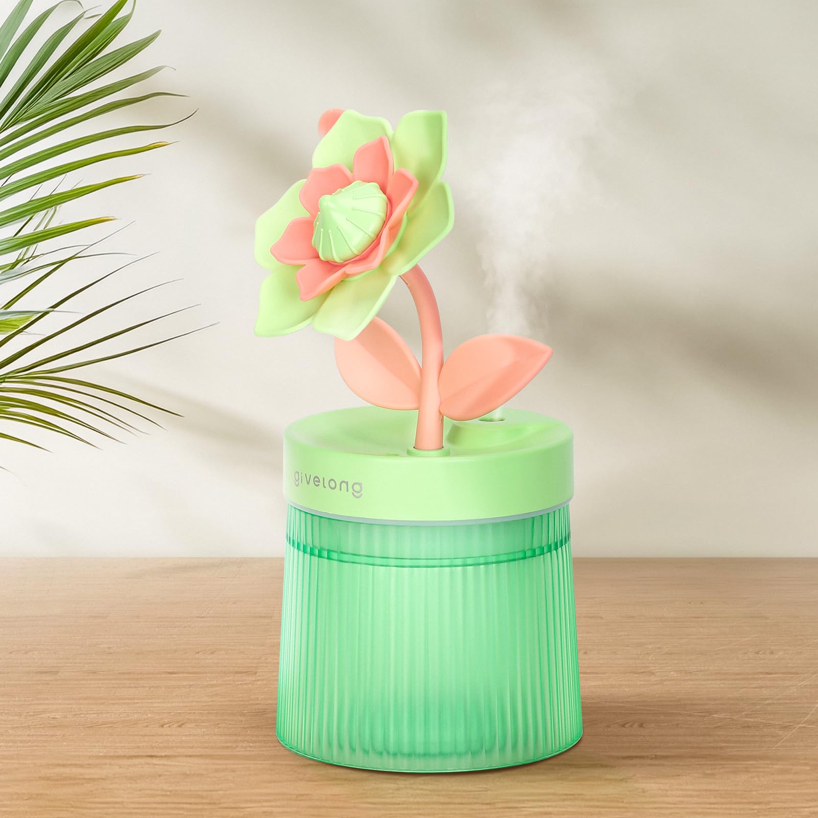 Cute Flower Mini Humidifier, 260Ml Gardenia Desktop Humidifiers For Bedroom, Portable Small Cool Mist Humidification For Home, B