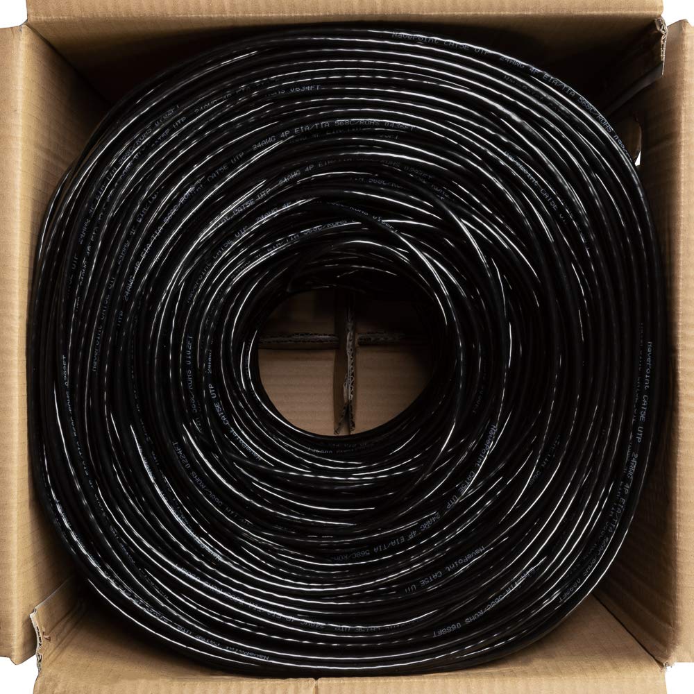 Navepoint Cat5E (Cca), 1000Ft, Black, Solid Bulk Ethernet Cable, 24Awg 4 Pair, Unshielded Twisted Pair (Utp)